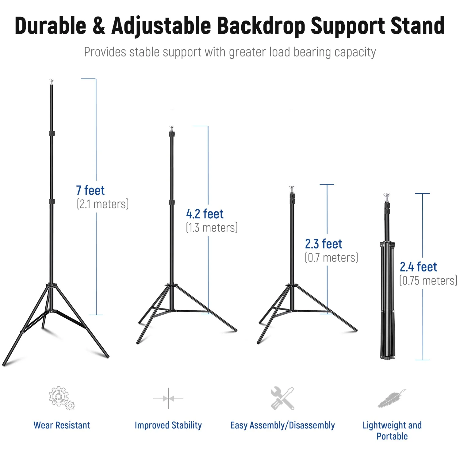 NEEWER 2.1x3M Adjustable Photo Studio Backdrop Support System - Image 4