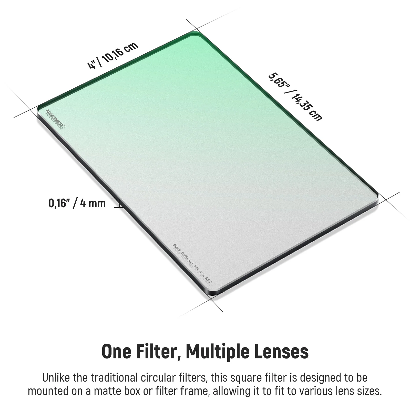 NEEWER 1/4 Black Diffusion Mist Dreamy Effect 4"x5.65" Square Filter - Image 8