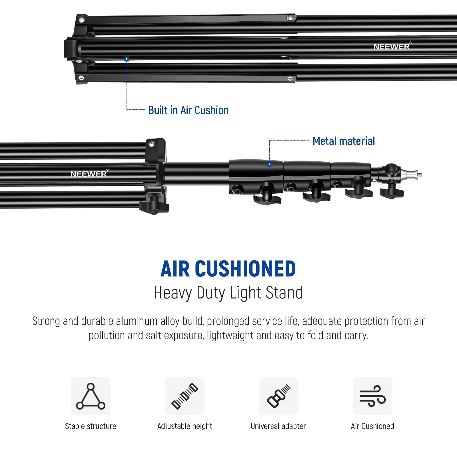 NEEWER ST-400AC 400cm Heavy Duty Air Cushioned Light Stand - Image 8