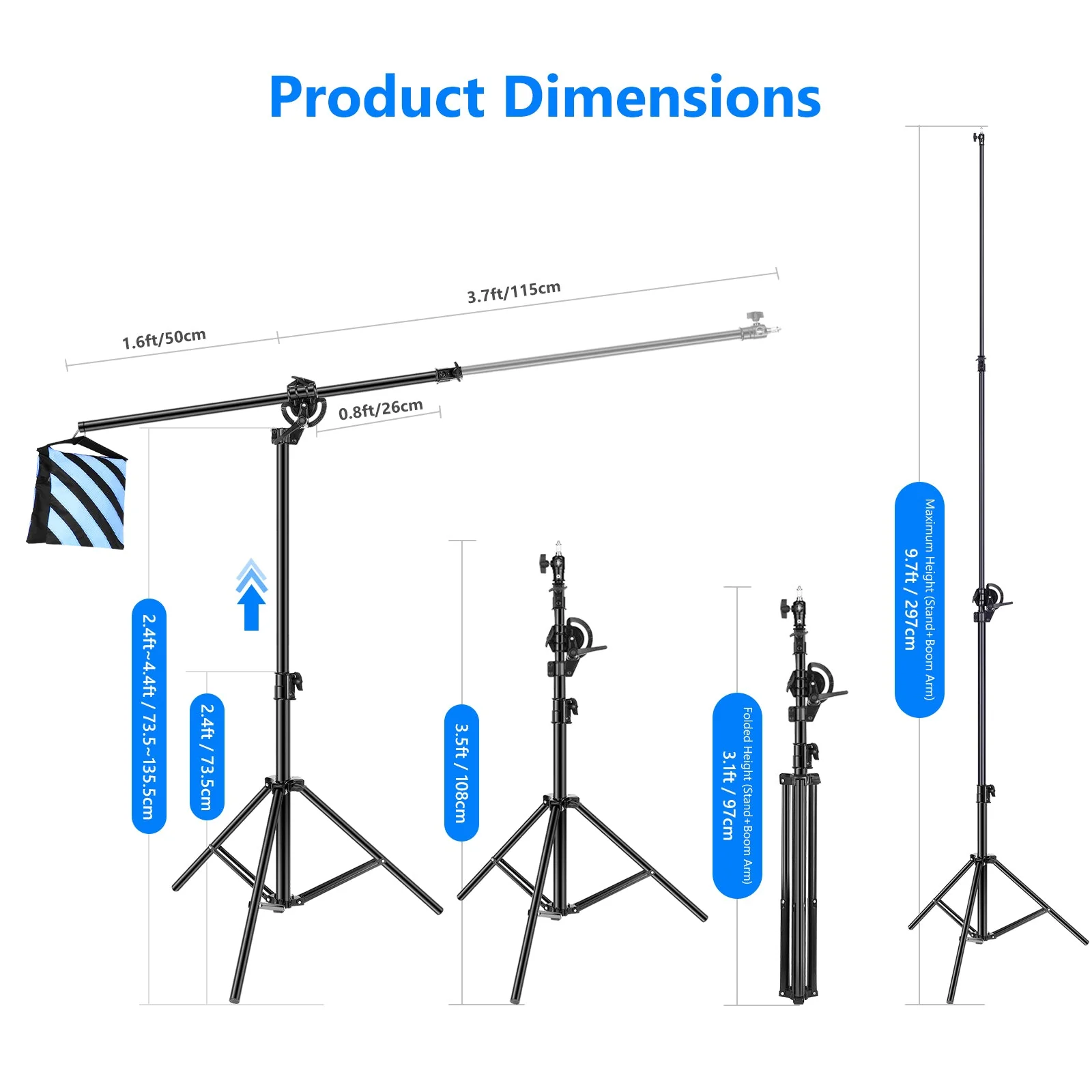 NEEWER ST-CB 297cm Photography Light Stand - Image 2
