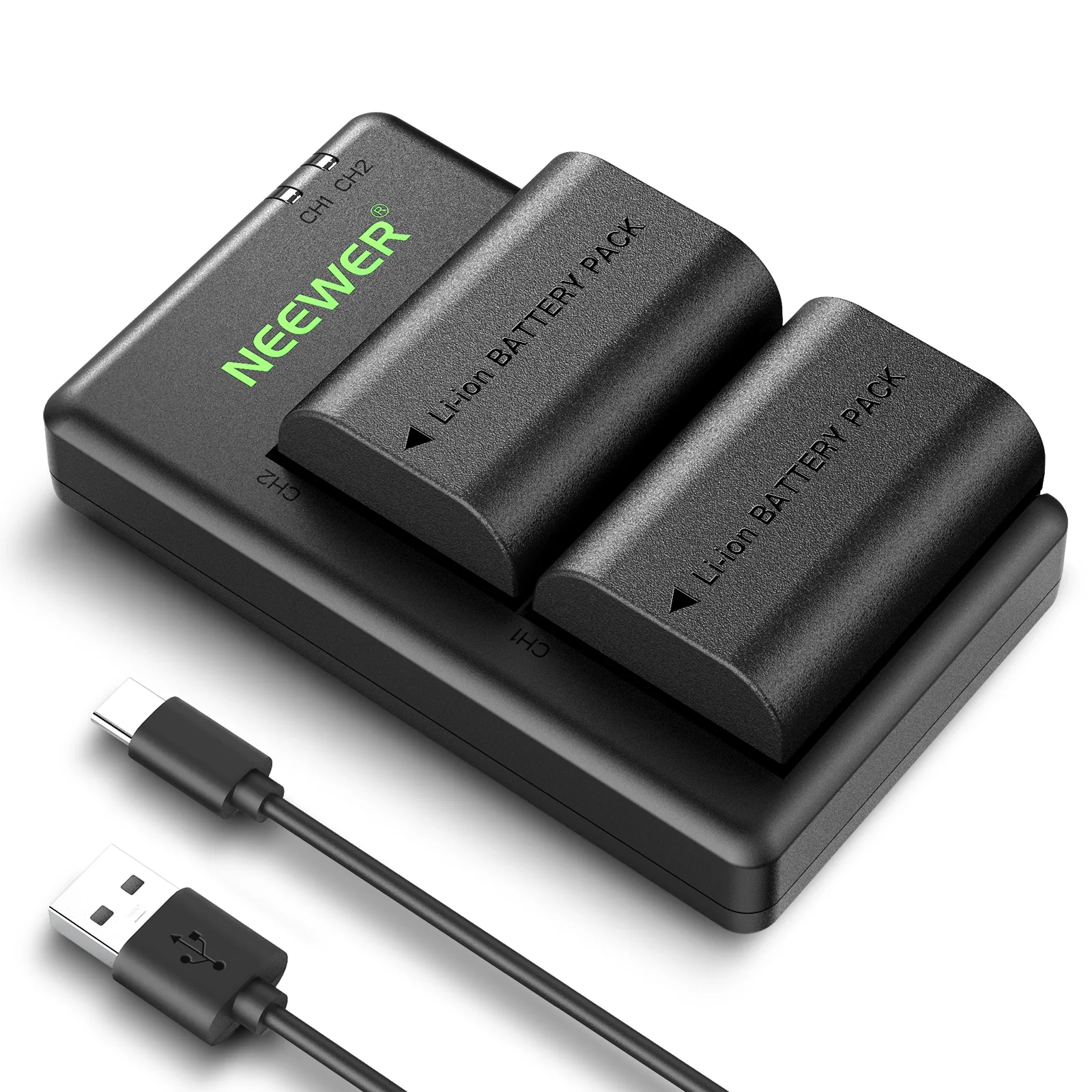 NEEWER 2 Pack 2200mAh LP-E6P/LP-E6NH Replacement Batteries & USB Dual Charger