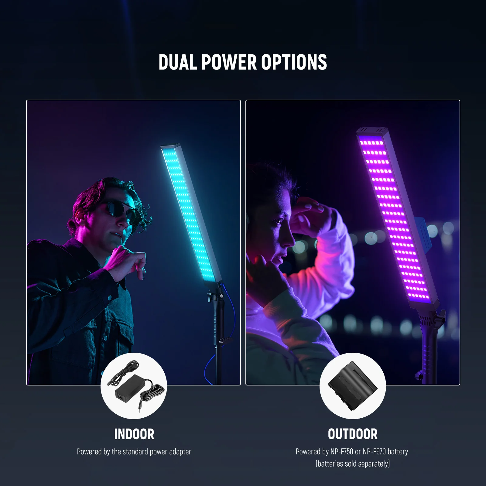 NEEWER 2 Pack BH20C RGB Light Stick Studio Lighting Kit - Image 6