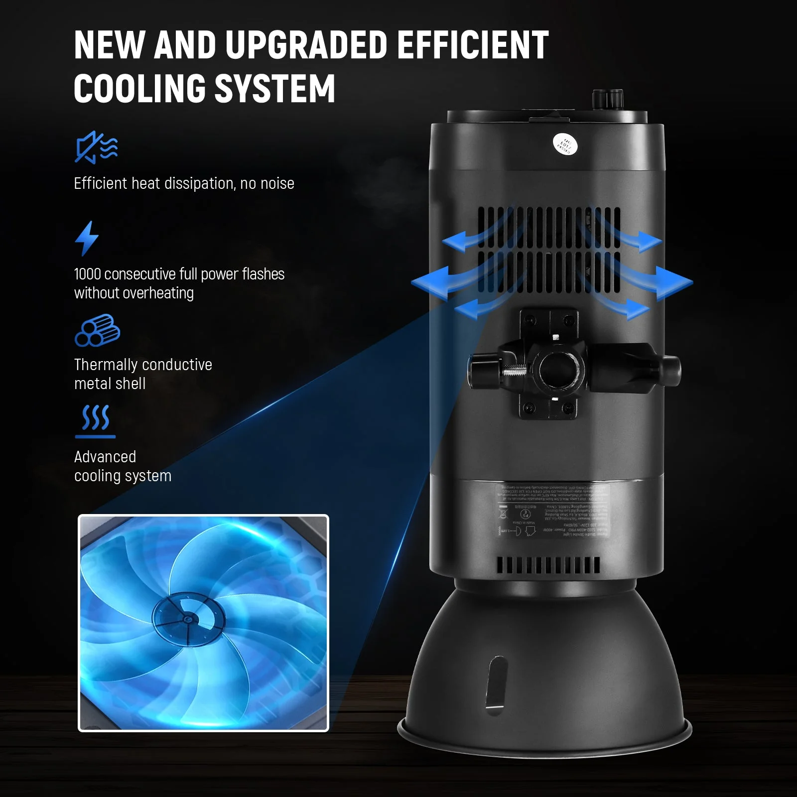 NEEWER 2 Pack S102-400W PRO 400Ws Studio Monolight Flash Light Kit - Image 6