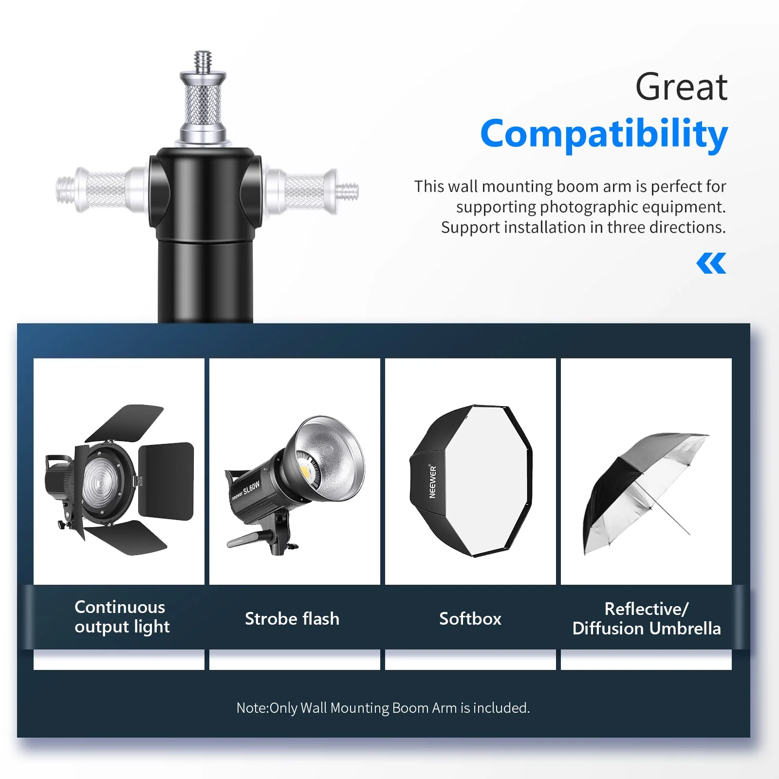 NEEWER 180cm Triangle Wall Mounting Boom Arm - Image 2