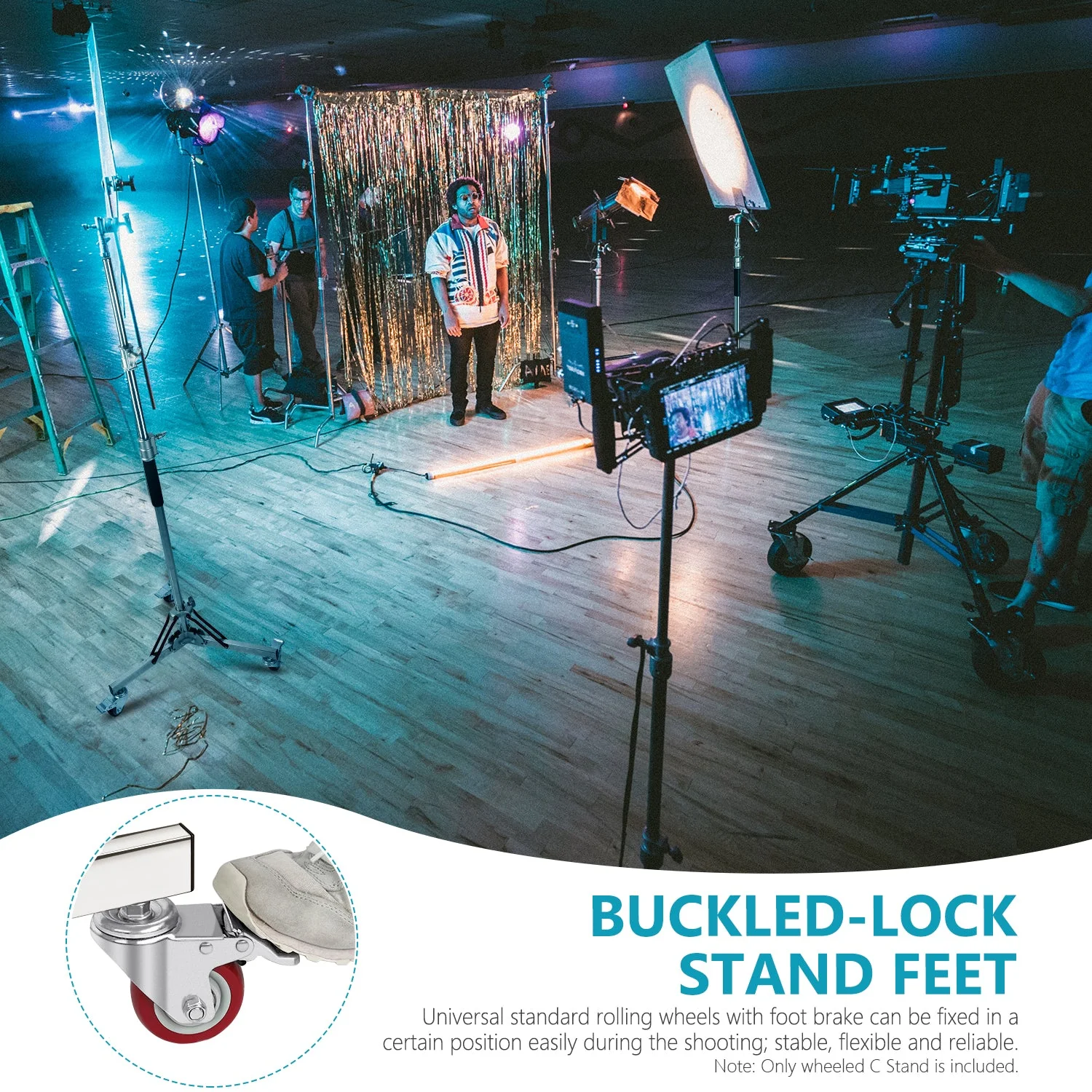 NEEWER SC305W 305cm Heavy Duty Stainless Steel Light Stand with Casters - Image 7