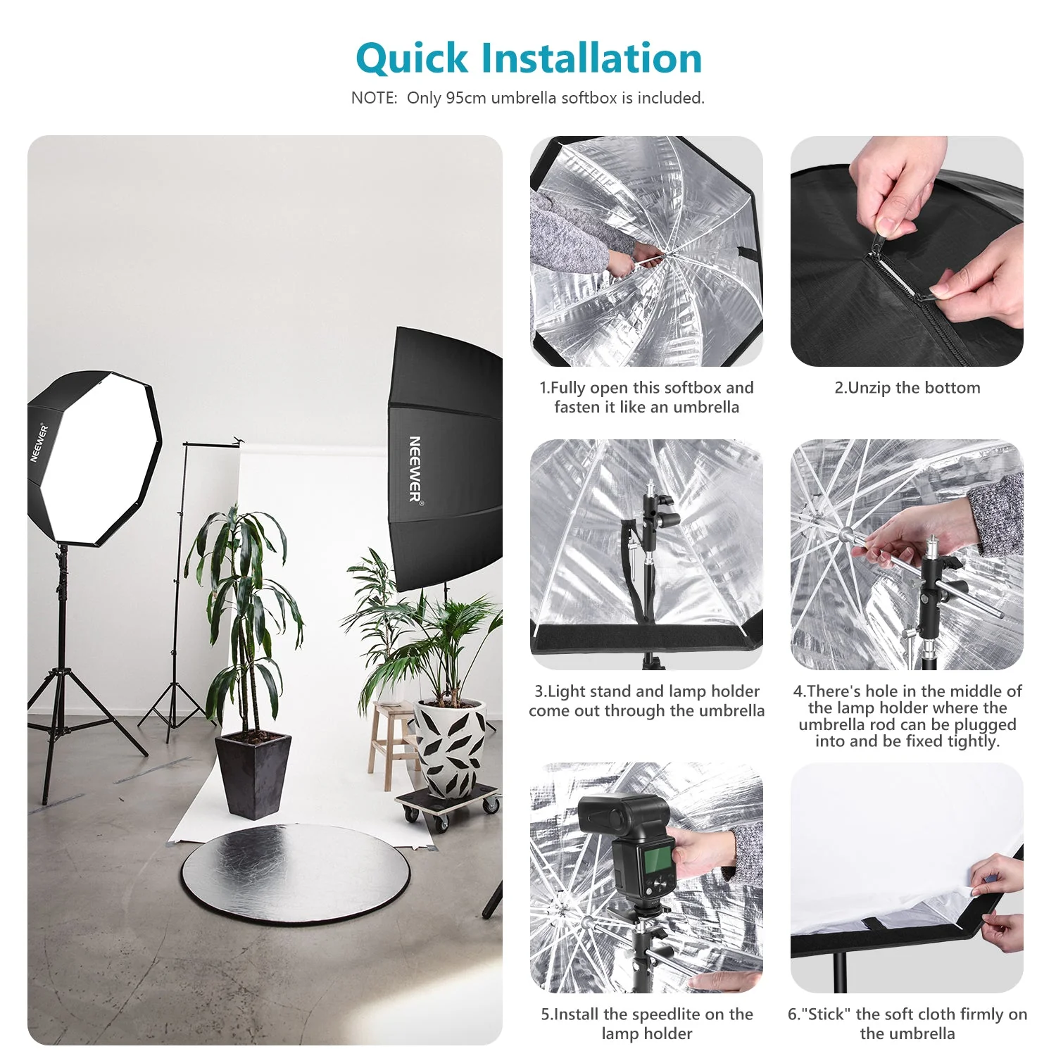 NEEWER 37.5''/95cm Octagon Softbox - Image 6