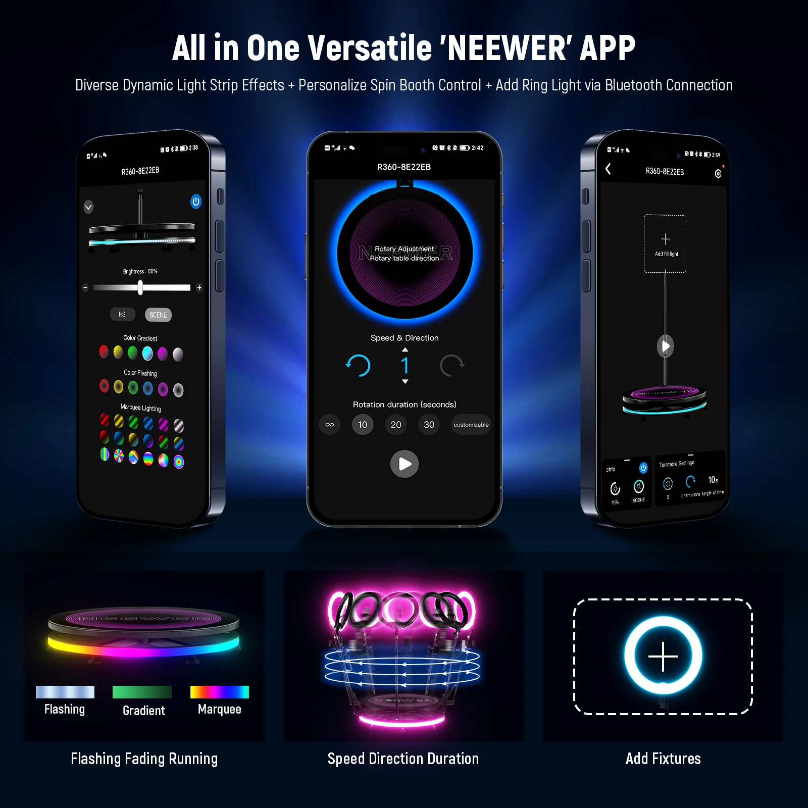 NEEWER 39.4"/100cm 360 Photo Booth with RGB LED Strip & Remote - Image 4