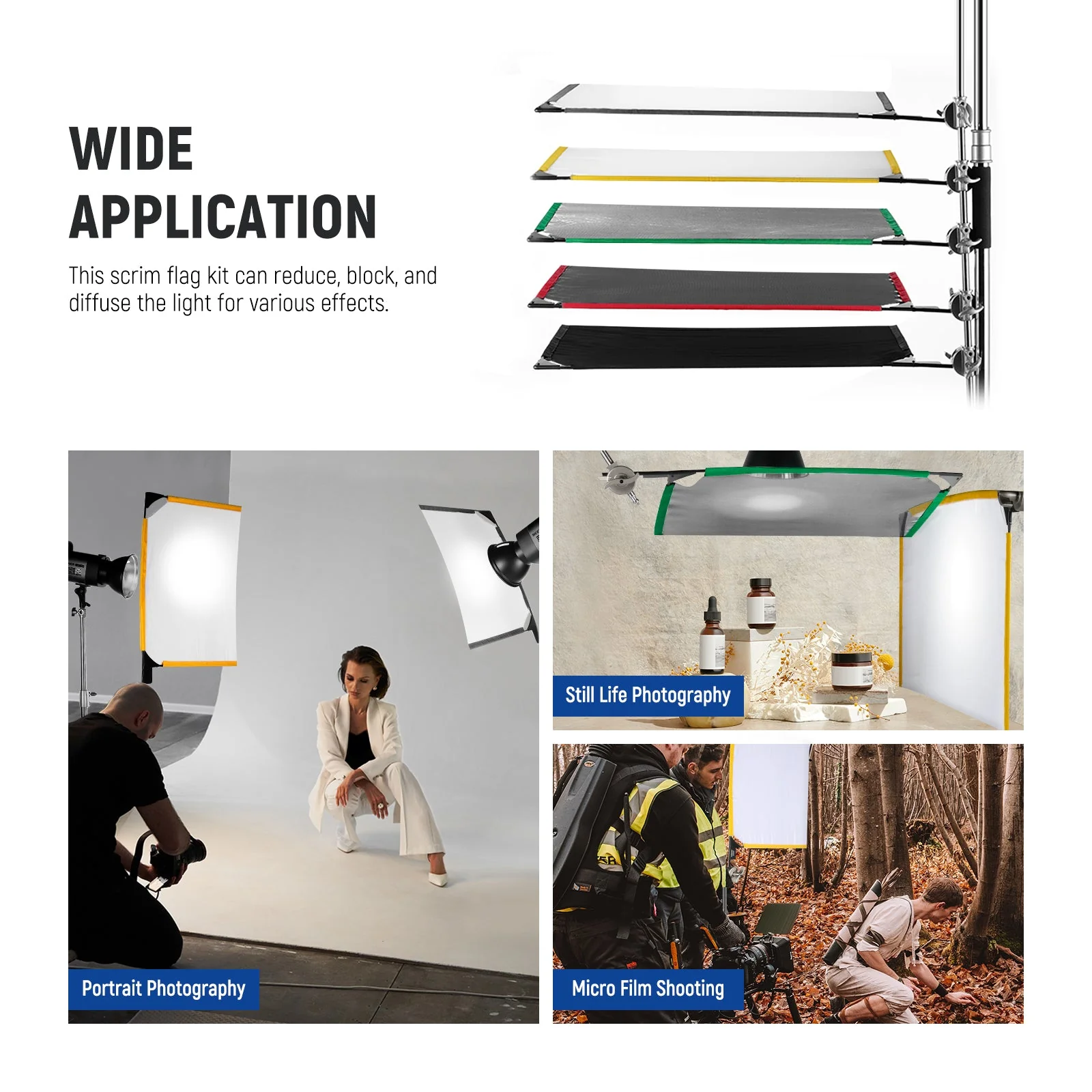 NEEWER 5 in 1 Photography Foldable Scrim Flag Kit - Image 6
