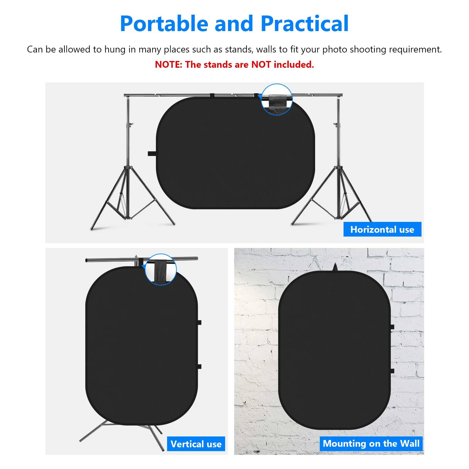 NEEWER 1.5x2M 2-in-1 Collapsible Backdrop Kit (Black&White) - Image 15