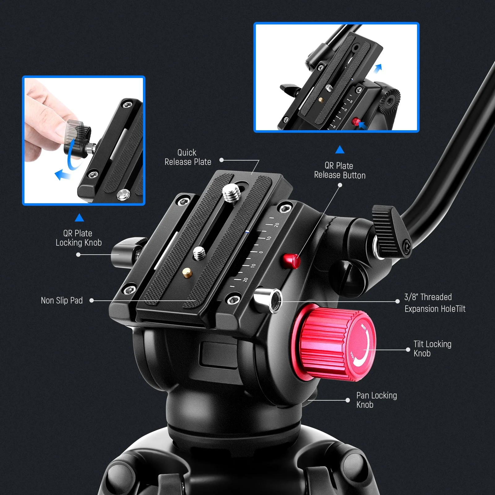 NEEWER TP-M200 79"/200 cm Heavy Duty Video Tripod - Image 4