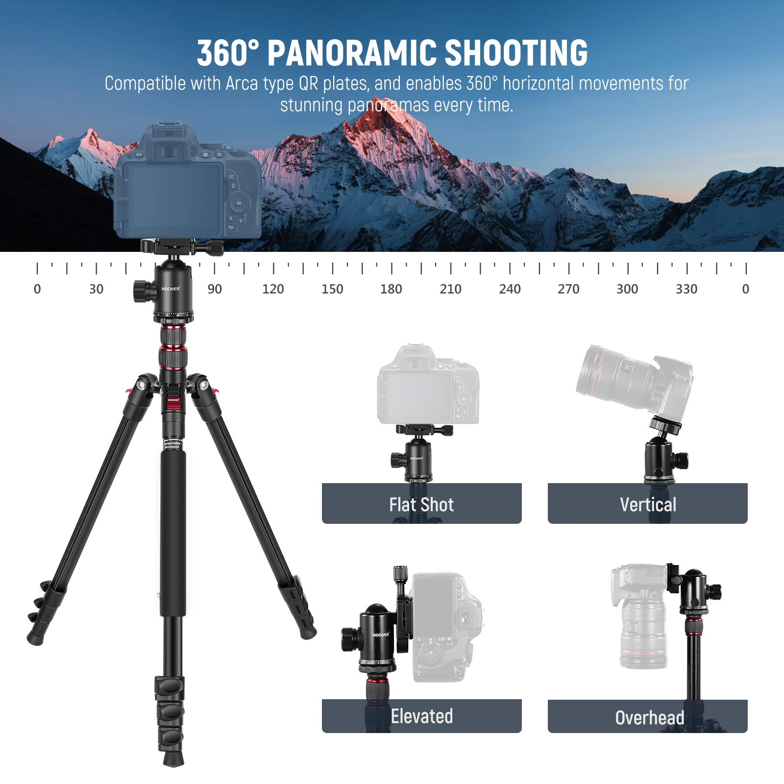 NEEWER TP77 77''/197 cm 2 In 1 Camera Tripod Monopod - Image 12