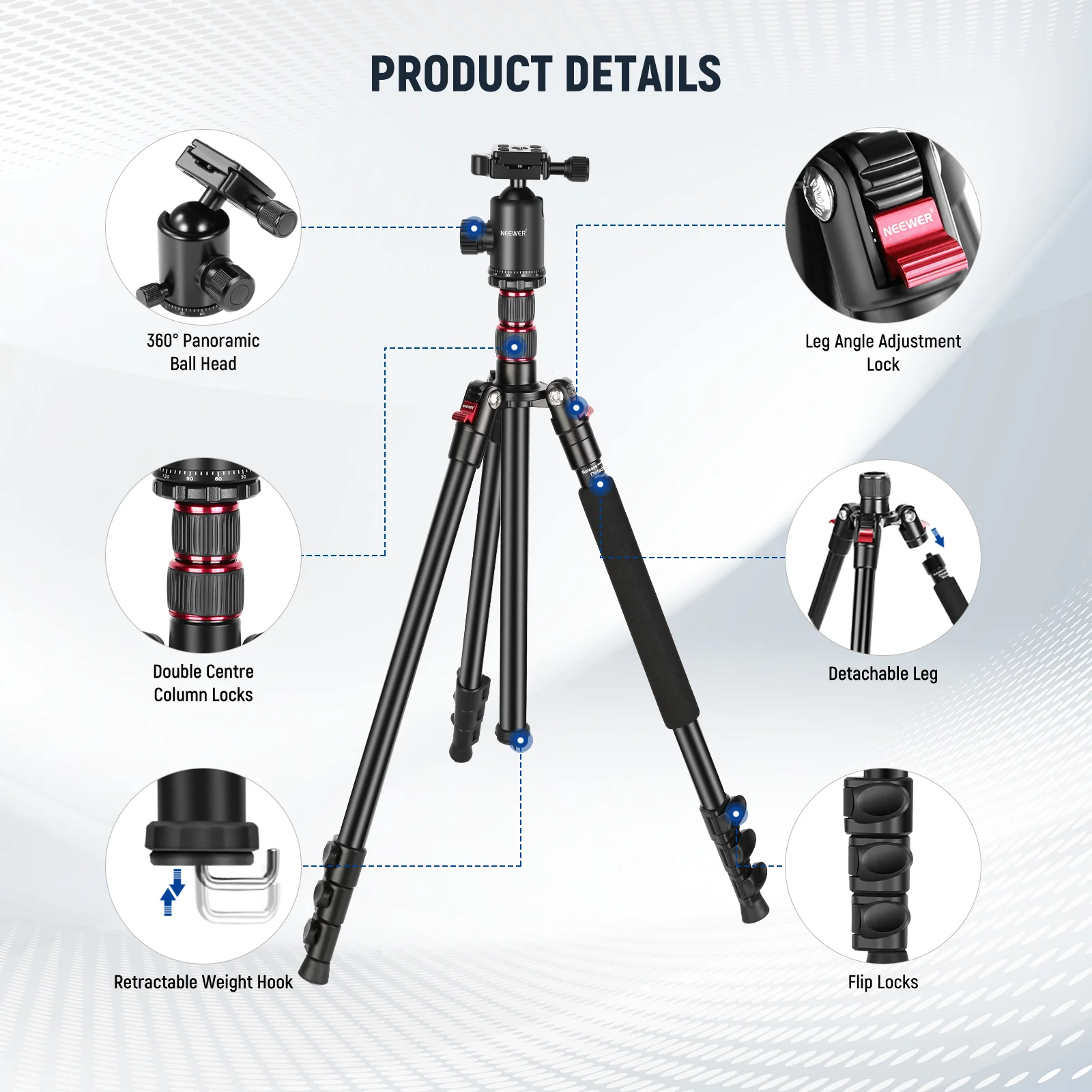 NEEWER TP77 77''/197 cm 2 In 1 Camera Tripod Monopod - Image 7