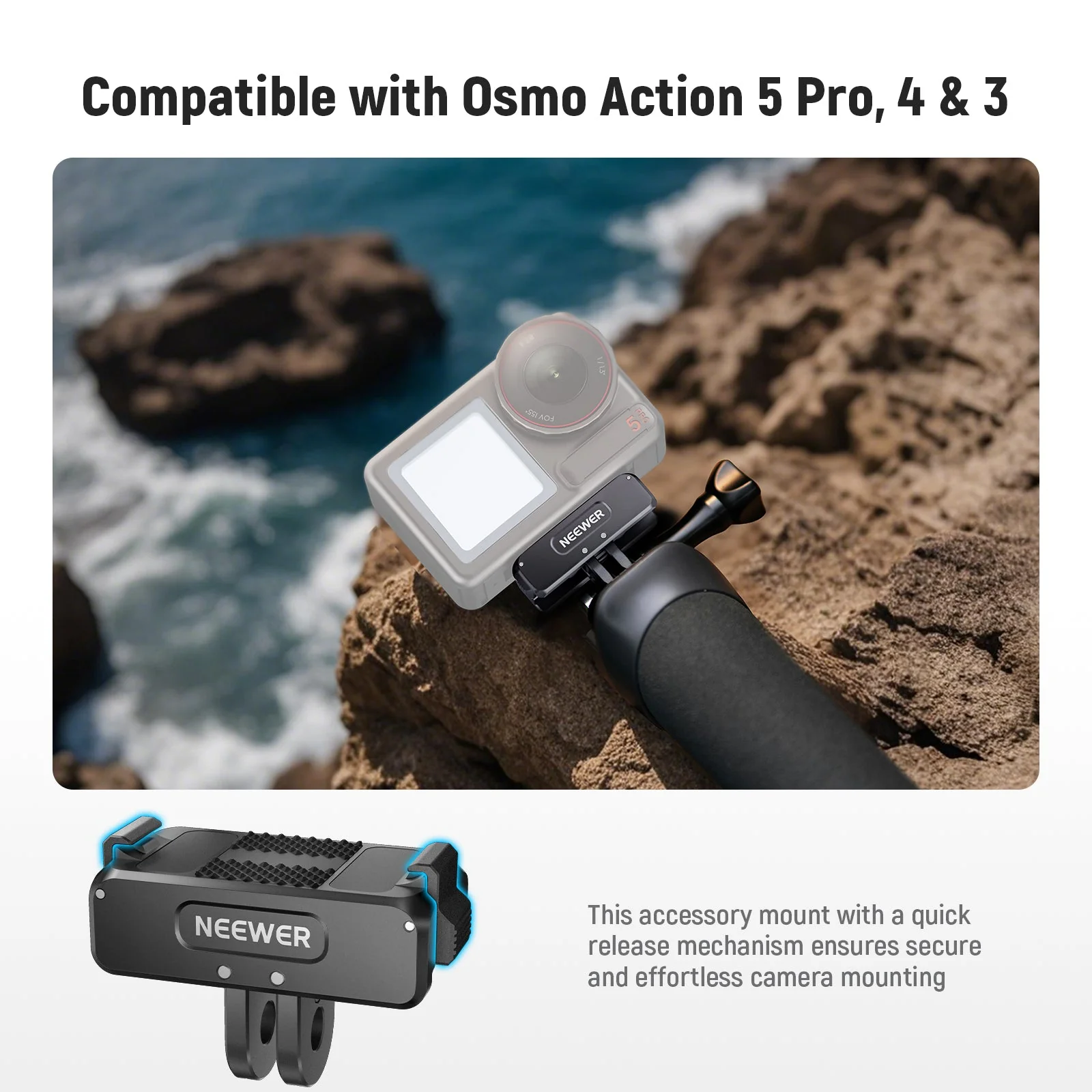 NEEWER AC011 Magnetic Mount For DJI Osmo 360/Action 5 Pro/4/3 - Image 3