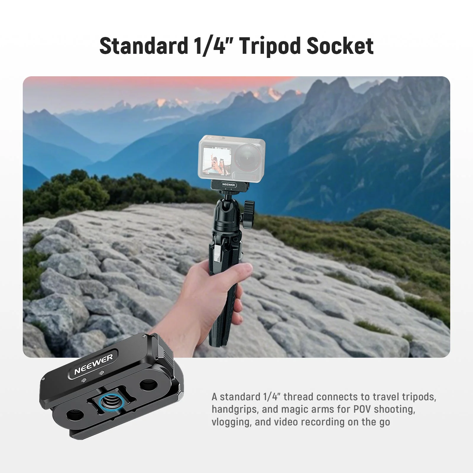 NEEWER AC011 Magnetic Mount For DJI Osmo 360/Action 5 Pro/4/3 - Image 6