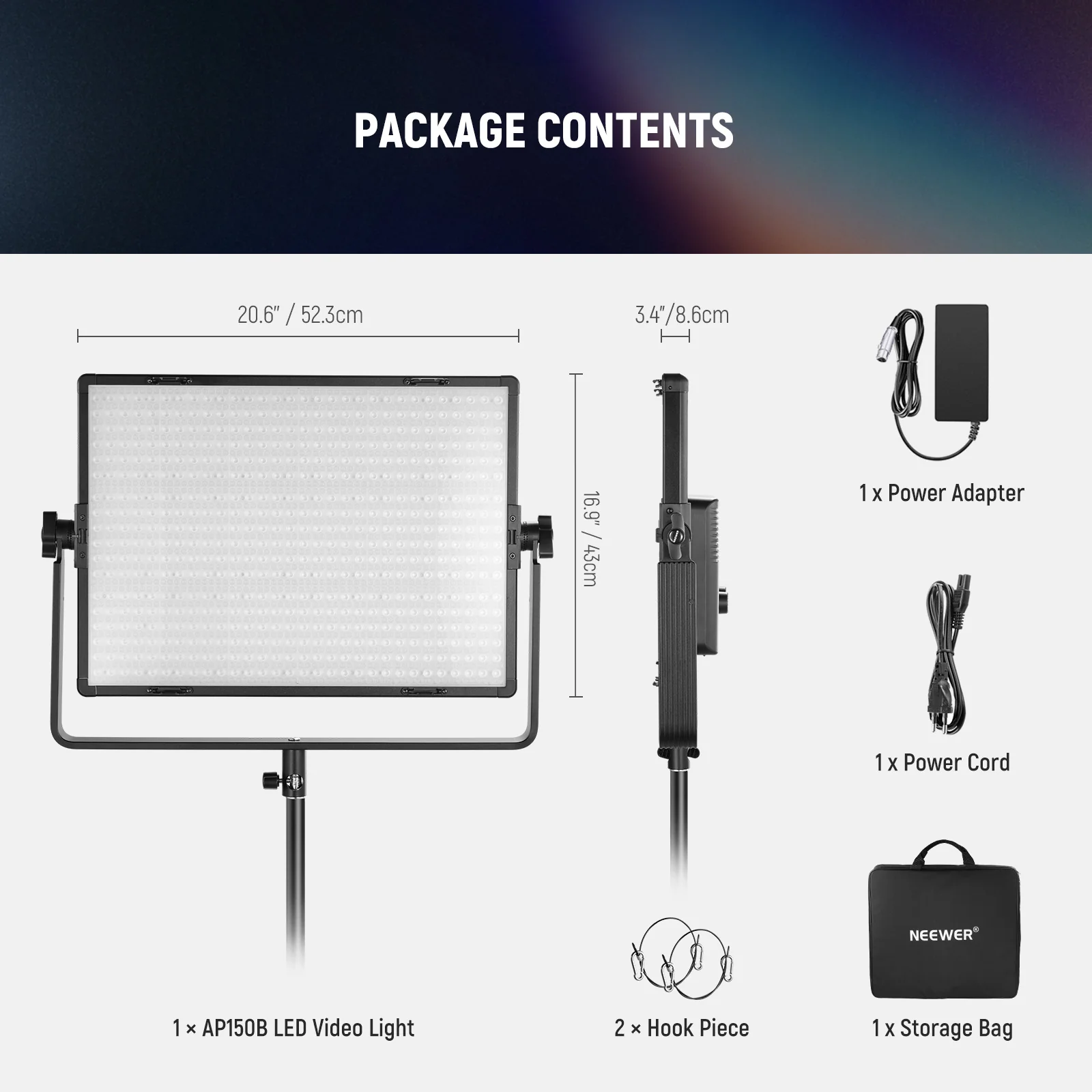 NEEWER AP150B 150W Bi Color LED Panel Video Light - Image 9