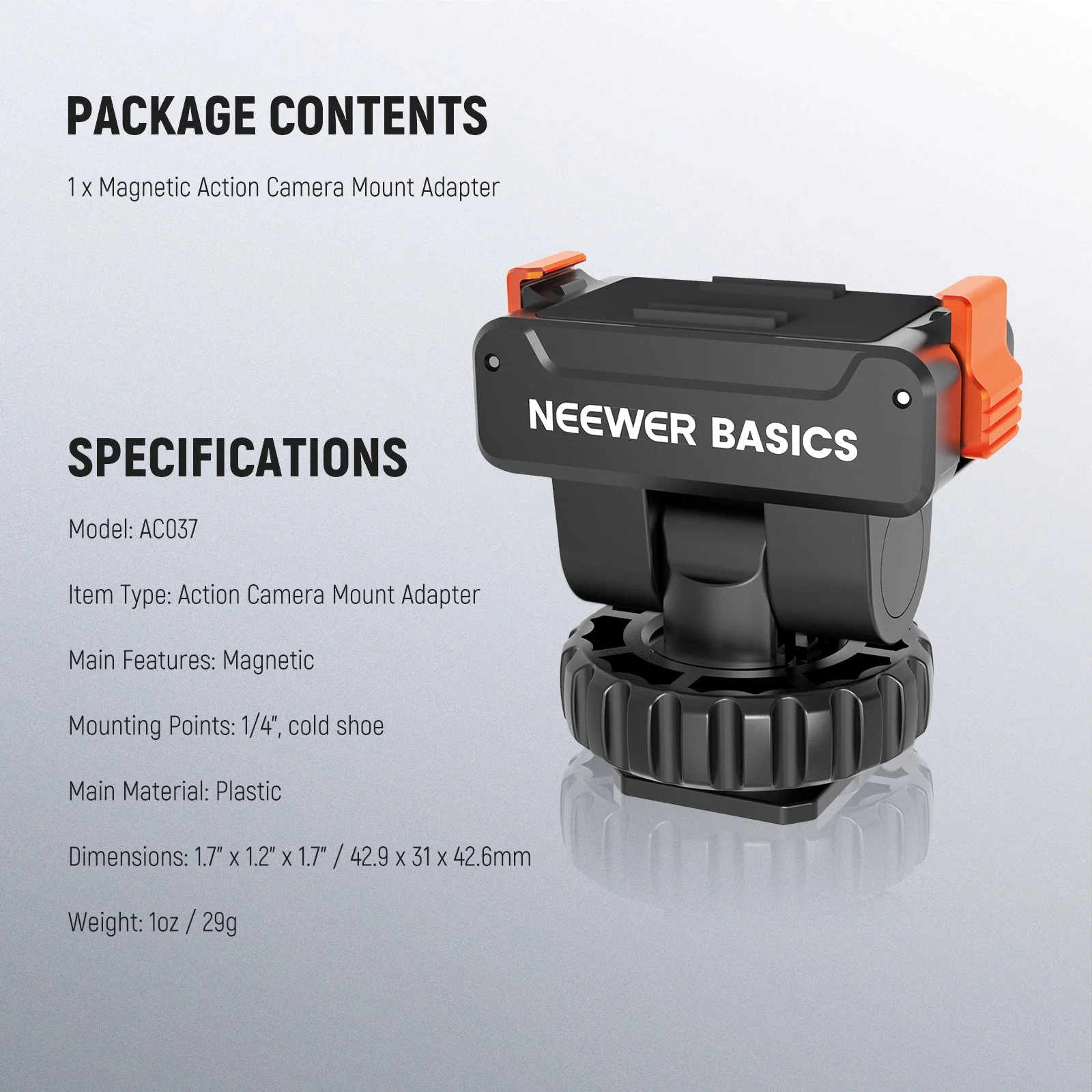 NEEWER BASICS AC037 Magnetic Mount Adapter For DJI OSMO Action 3/4/5 Pro - Image 8