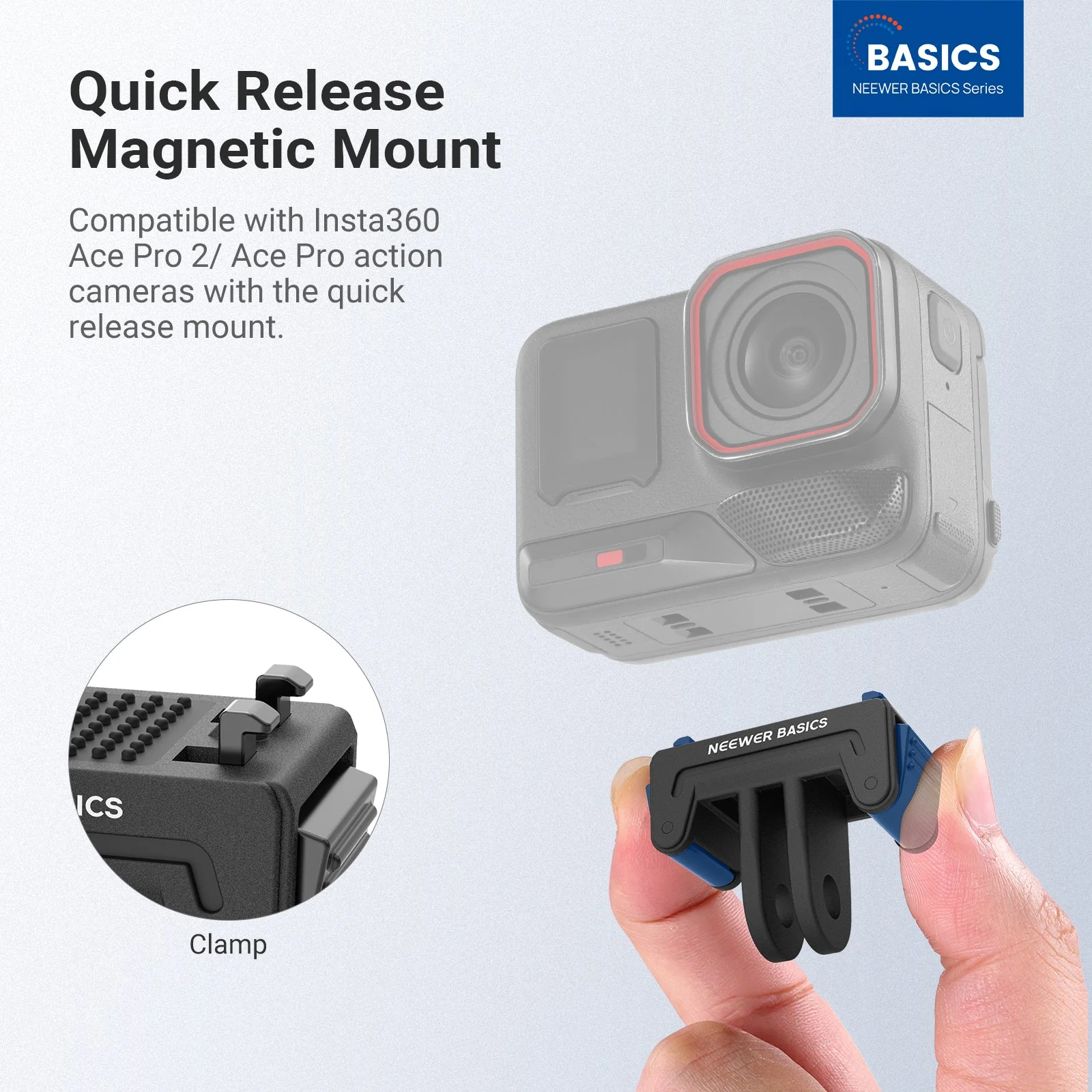 NEEWER BASICS DP05 Magnetic Mount For Insta360 Ace Pro 2/Ace Pro/X5 - Image 2