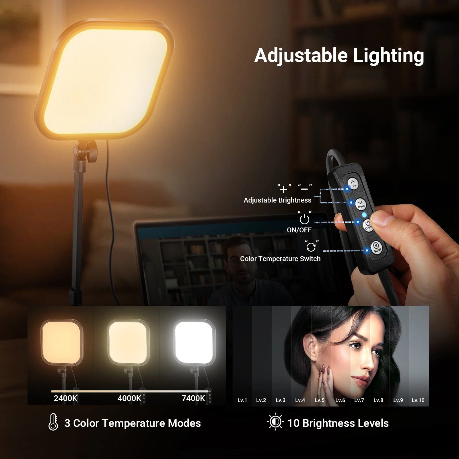 NEEWER BASICS L220 10.8" Bi Color Panel Light with Desk Stand - Image 5
