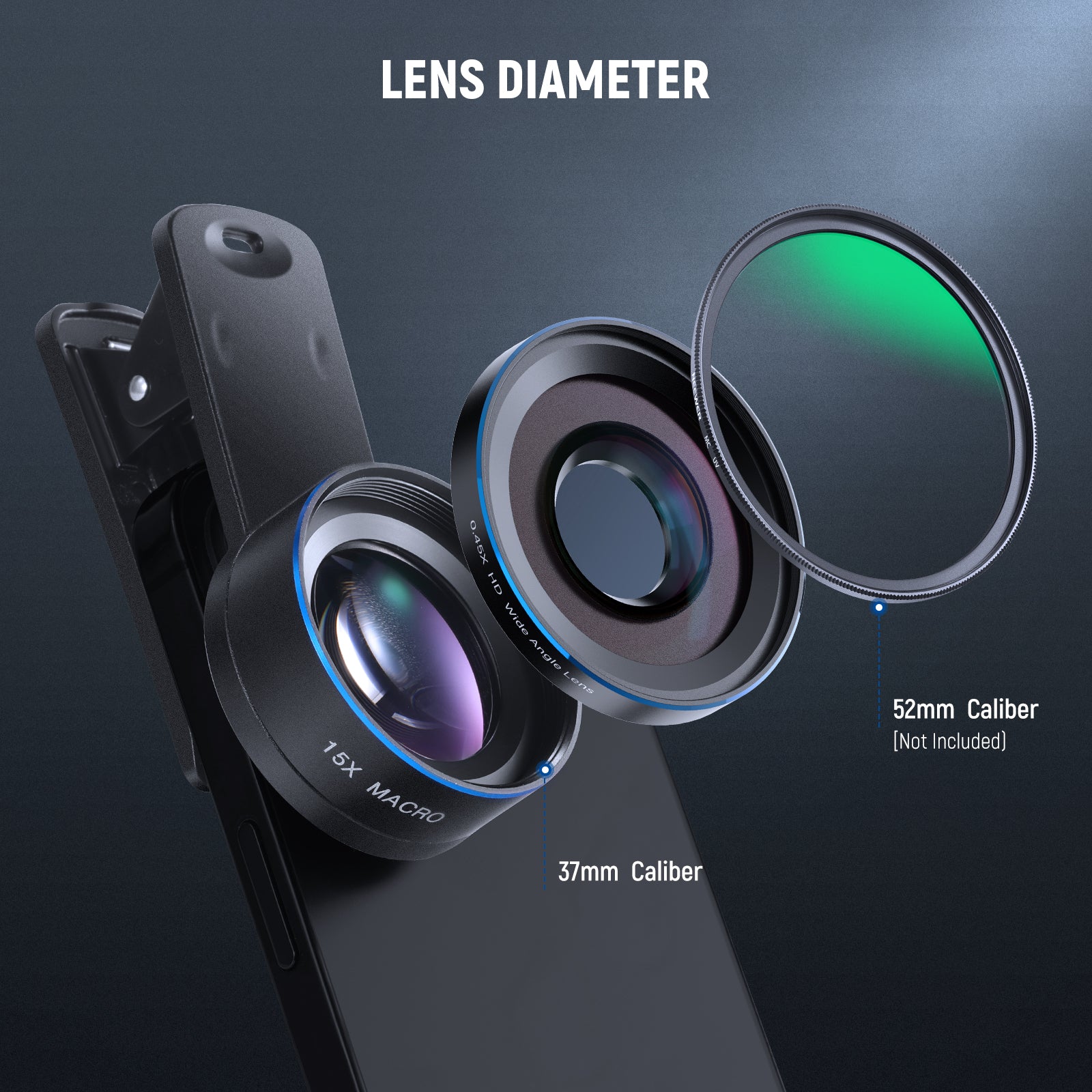 NEEWER BASICS LS-67 2 In 1 0.45x Wide Angle + 15x Macro Phone Lens Kit - Image 7