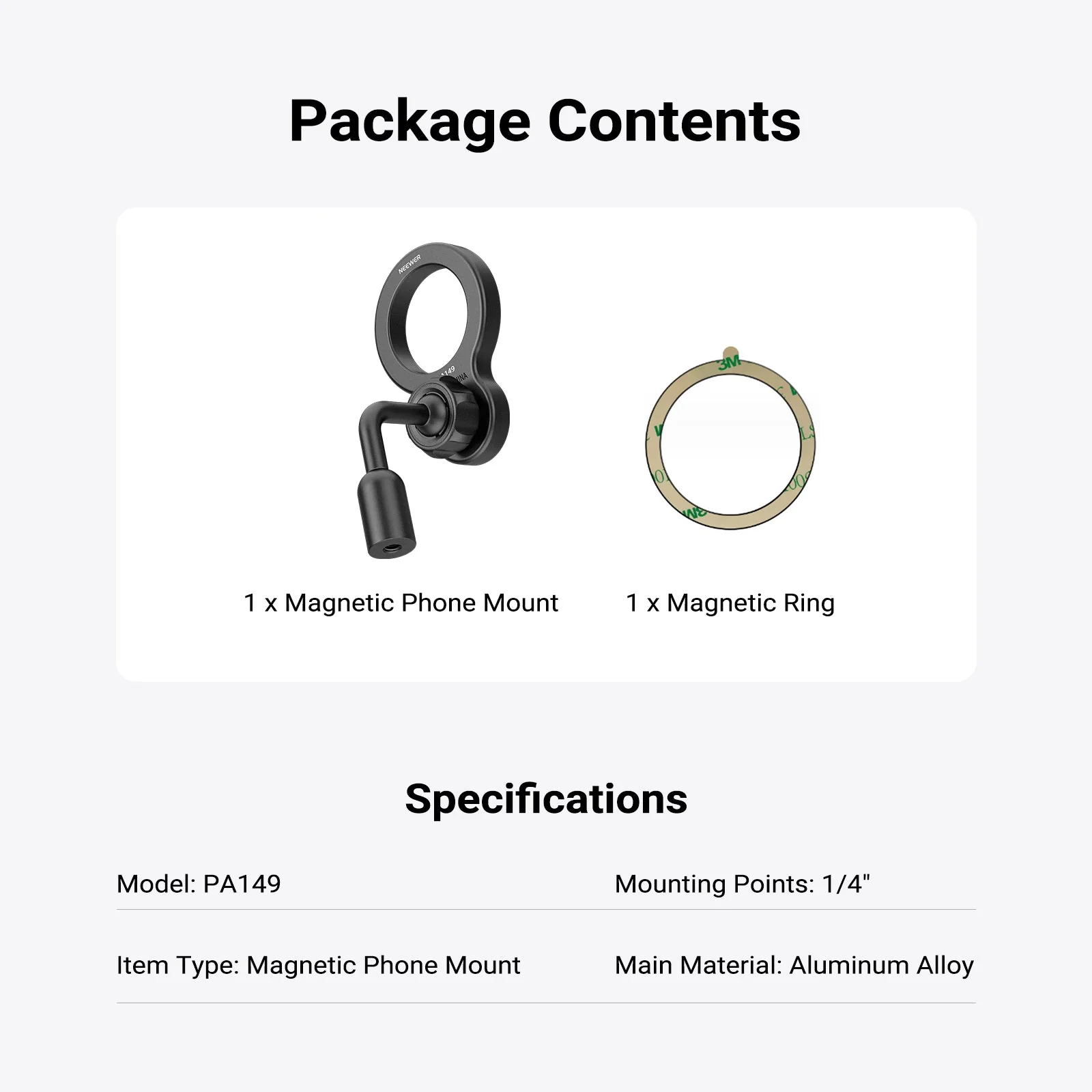 NEEWER BASICS PA149 Magnetic Phone Tripod Mount Adapter - Image 7