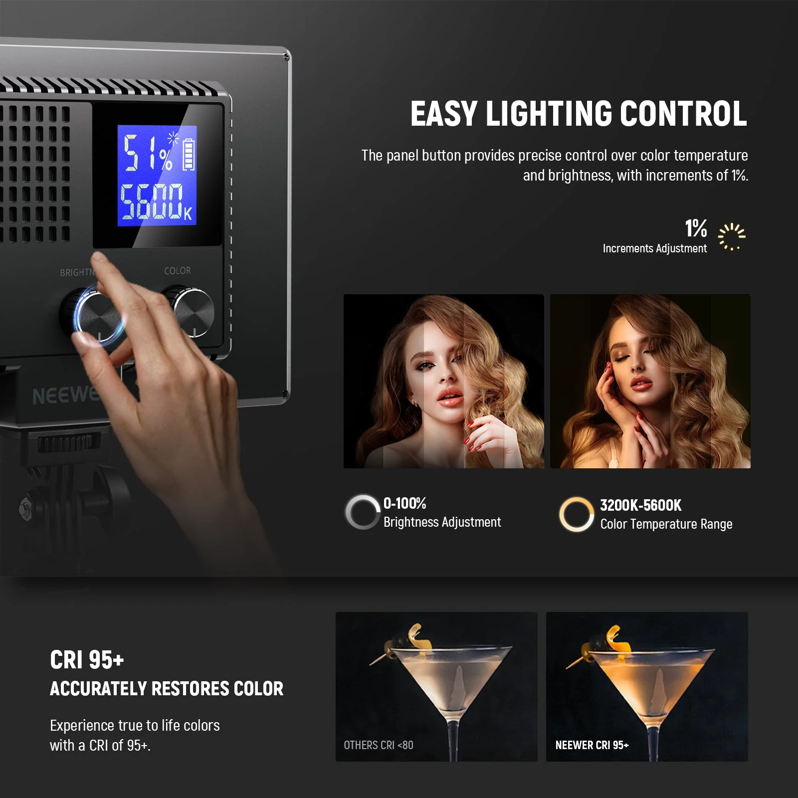 NEEWER BASICS NL-120B Bi Color LED Panel Light - Image 4