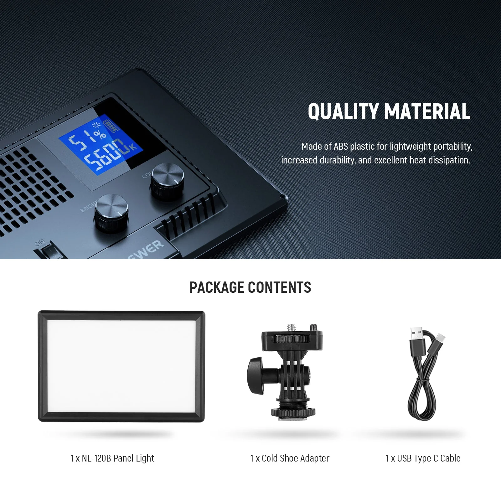 NEEWER BASICS NL-120B Bi Color LED Panel Light - Image 9