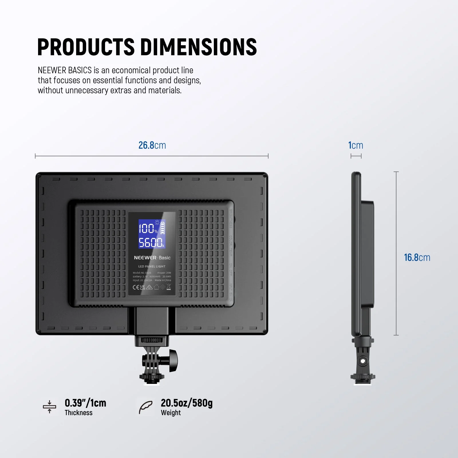 NEEWER BASICS NL-192B Bi Color LED Panel Light - Image 8