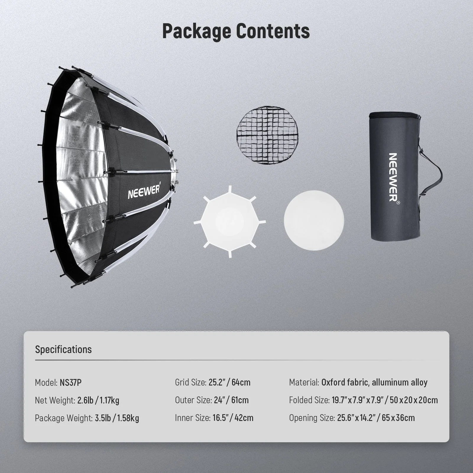 NEEWER BASICS NS36P/NS37P/NS38P/NS39P Parabolic Softbox - Image 16