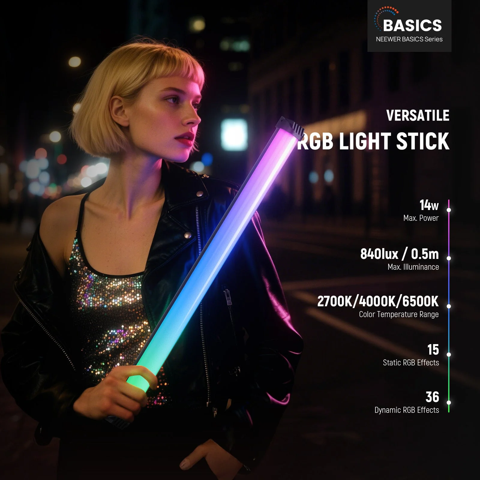 NEEWER BASICS SL50 21" Magnetic Handheld RGB Light Wand - Image 2