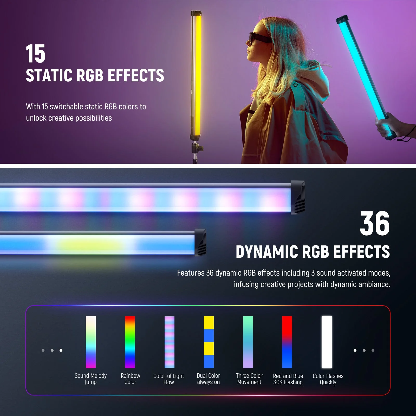 NEEWER BASICS SL50 21" Magnetic Handheld RGB Light Wand - Image 4