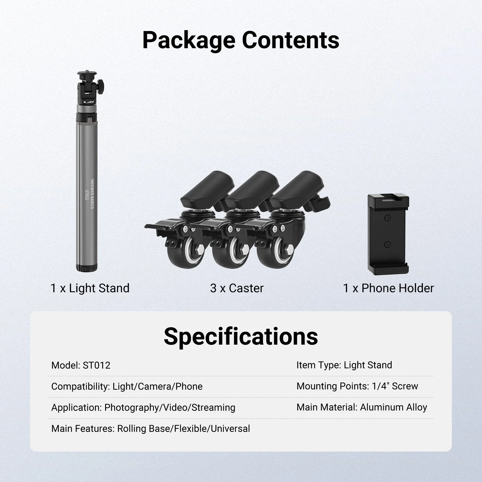 NEEWER BASICS ST012 Rolling Light Stand - Image 8