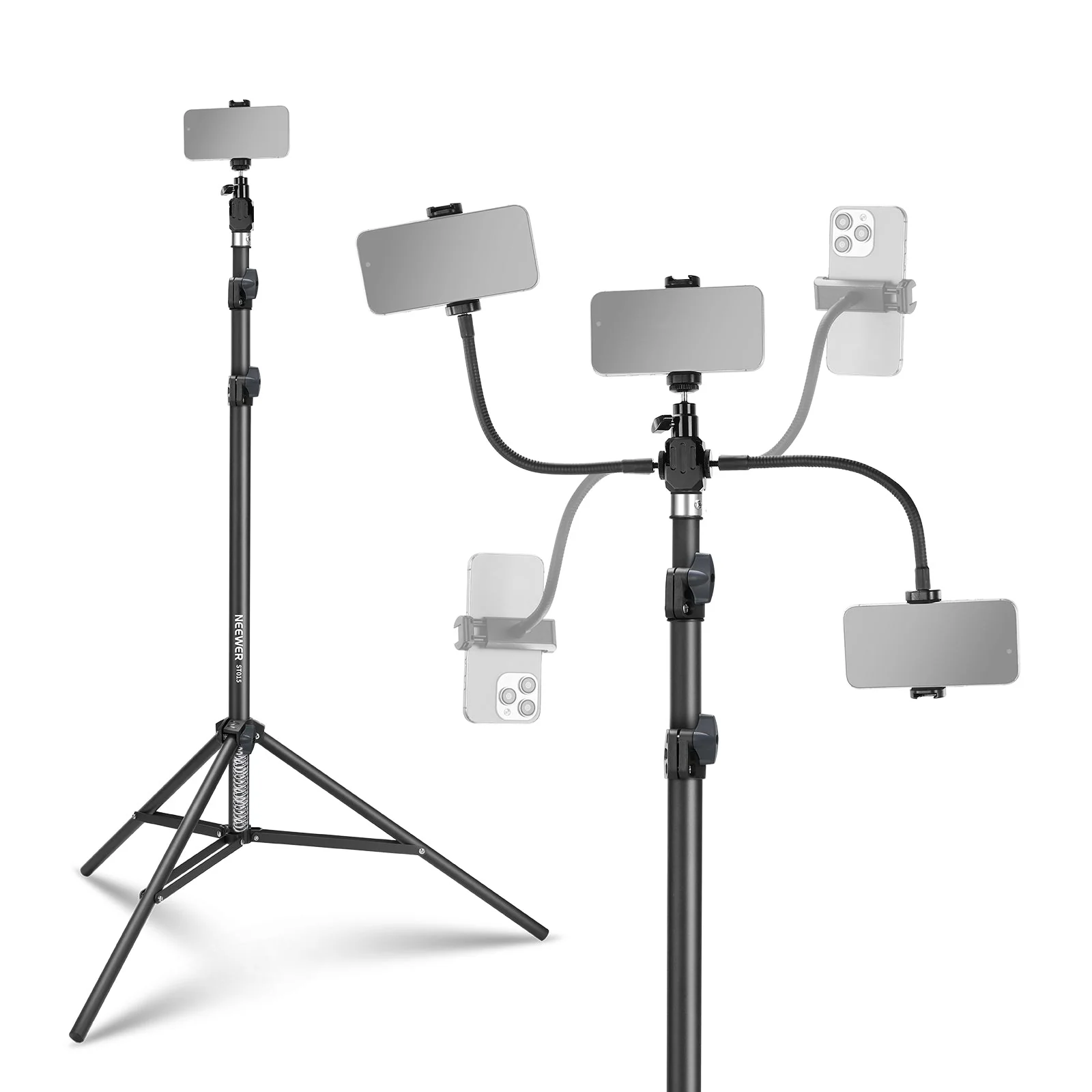 NEEWER BASICS ST015 Phone Tripod Stand with Dual Flexible Arms