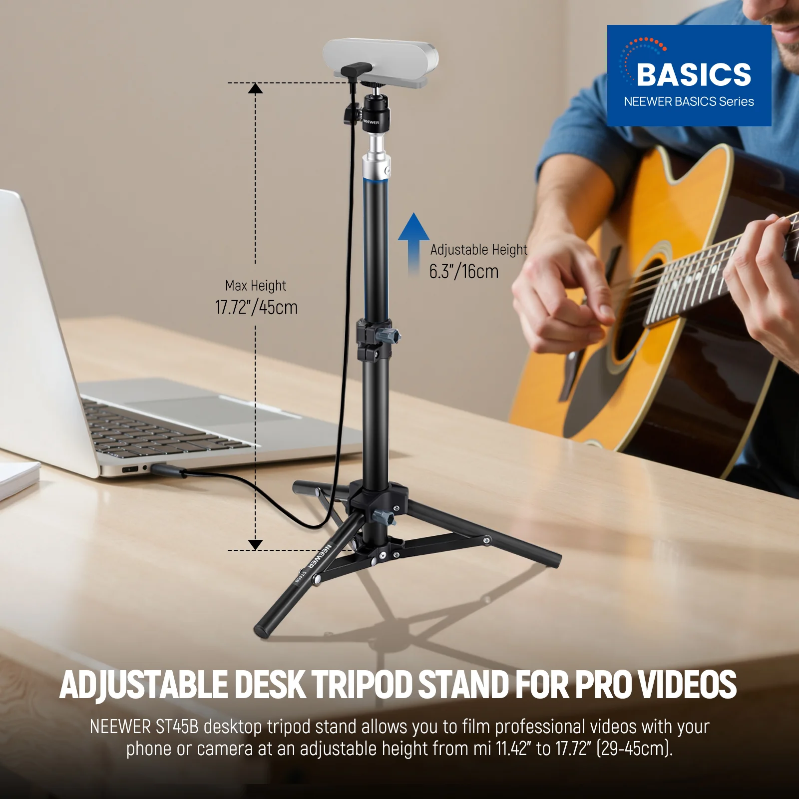 NEEWER BASICS ST45B Adjustable Desk Tripod Stand - Image 5