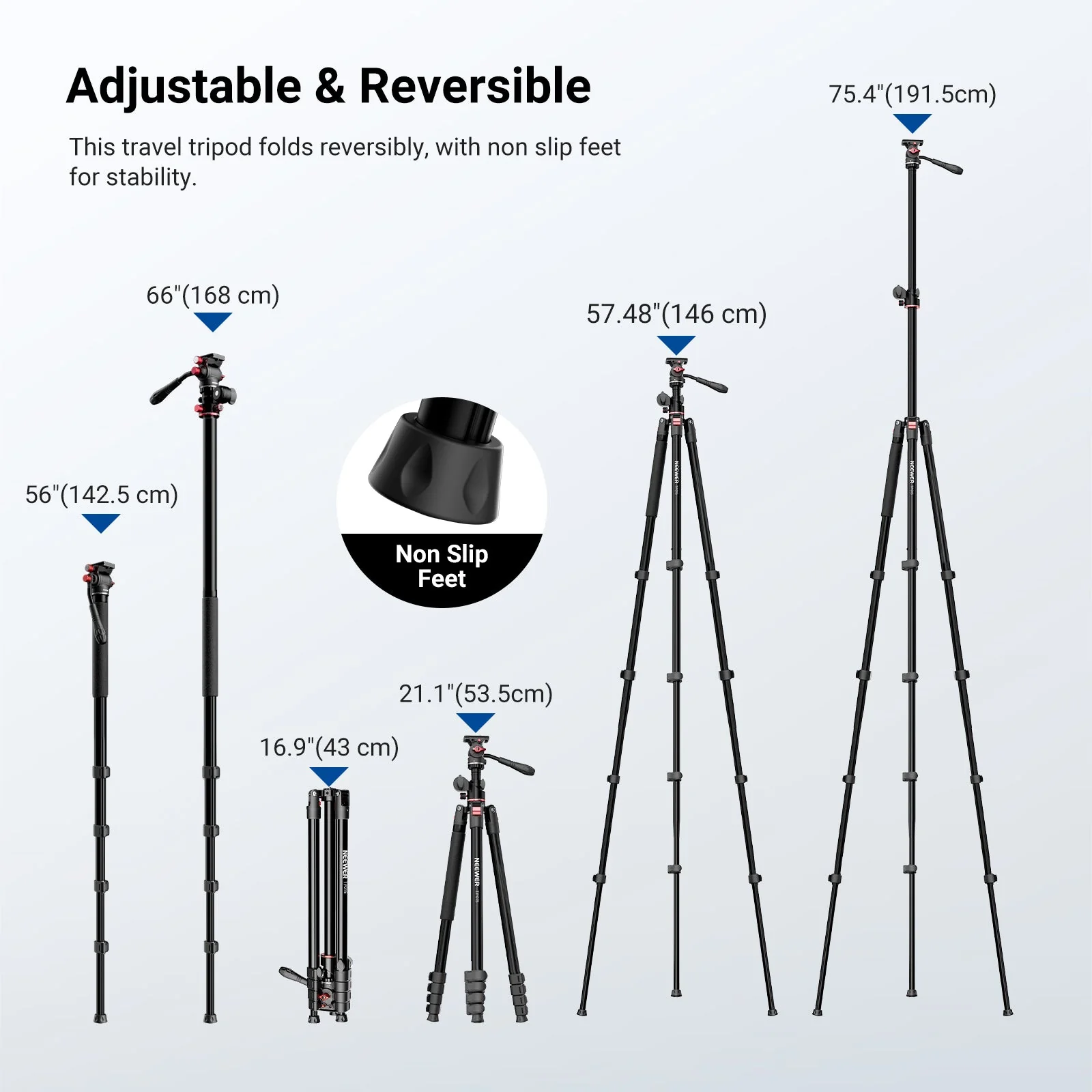 NEEWER BASICS TP015 Overhead Camera Tripod Monopod - Image 4
