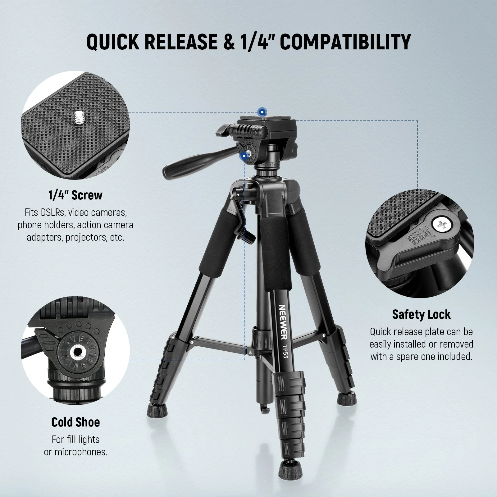NEEWER BASICS TP55 71" Camera Tripod - Image 6