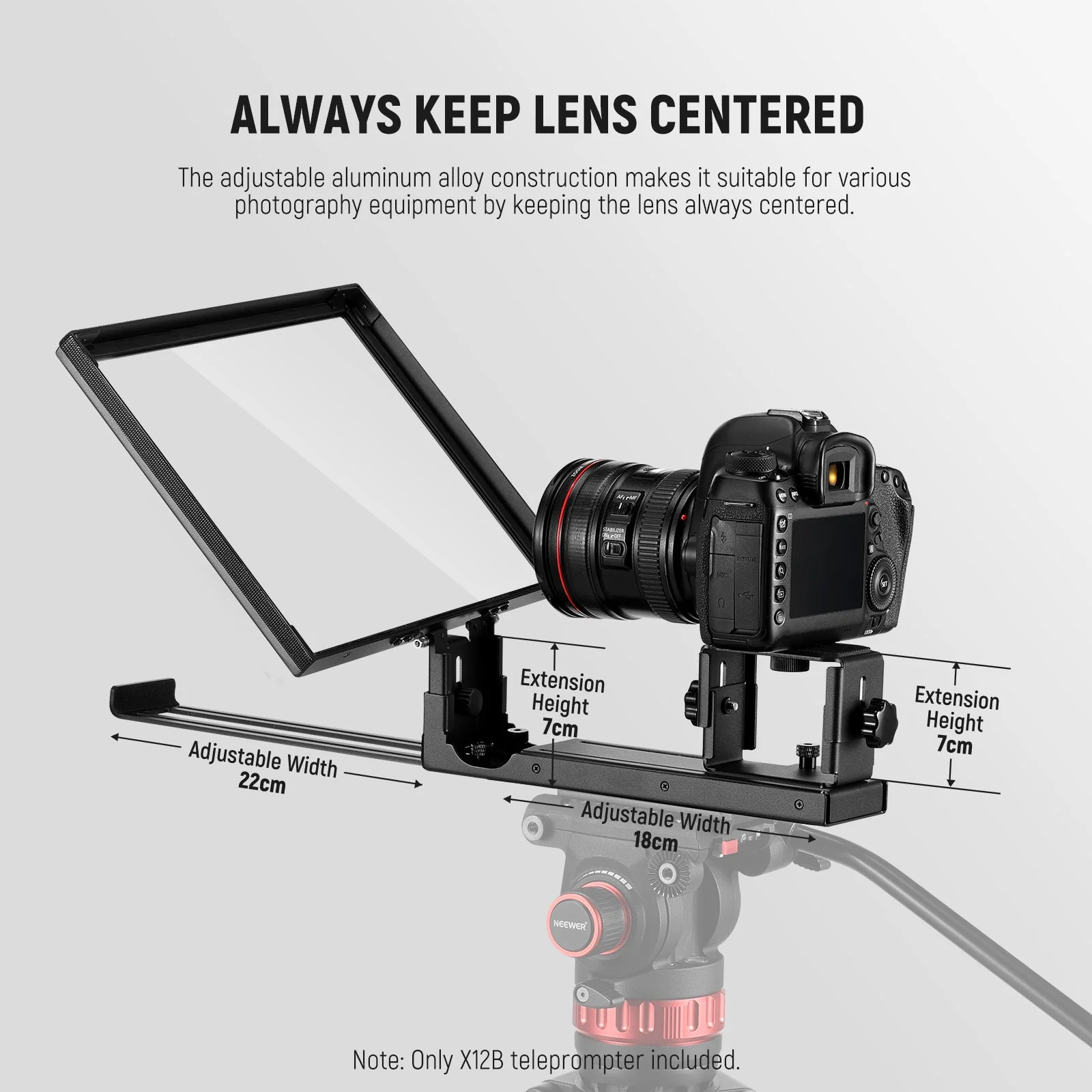 NEEWER BASICS X12B Aluminum Alloy Liftable Teleprompter - Image 5