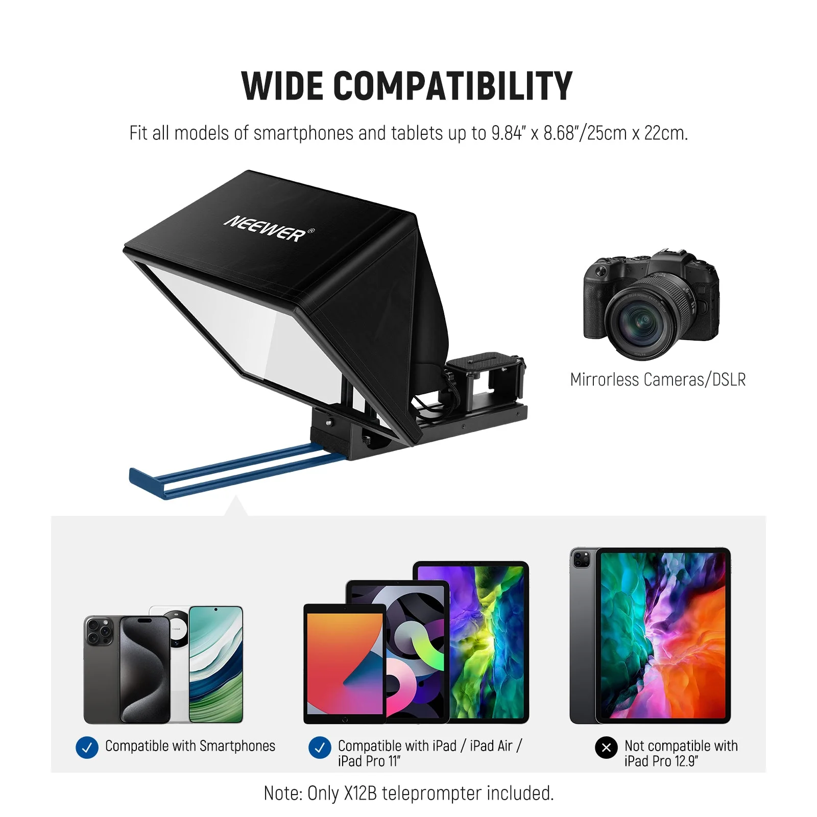 NEEWER BASICS X12B Aluminum Alloy Liftable Teleprompter - Image 6