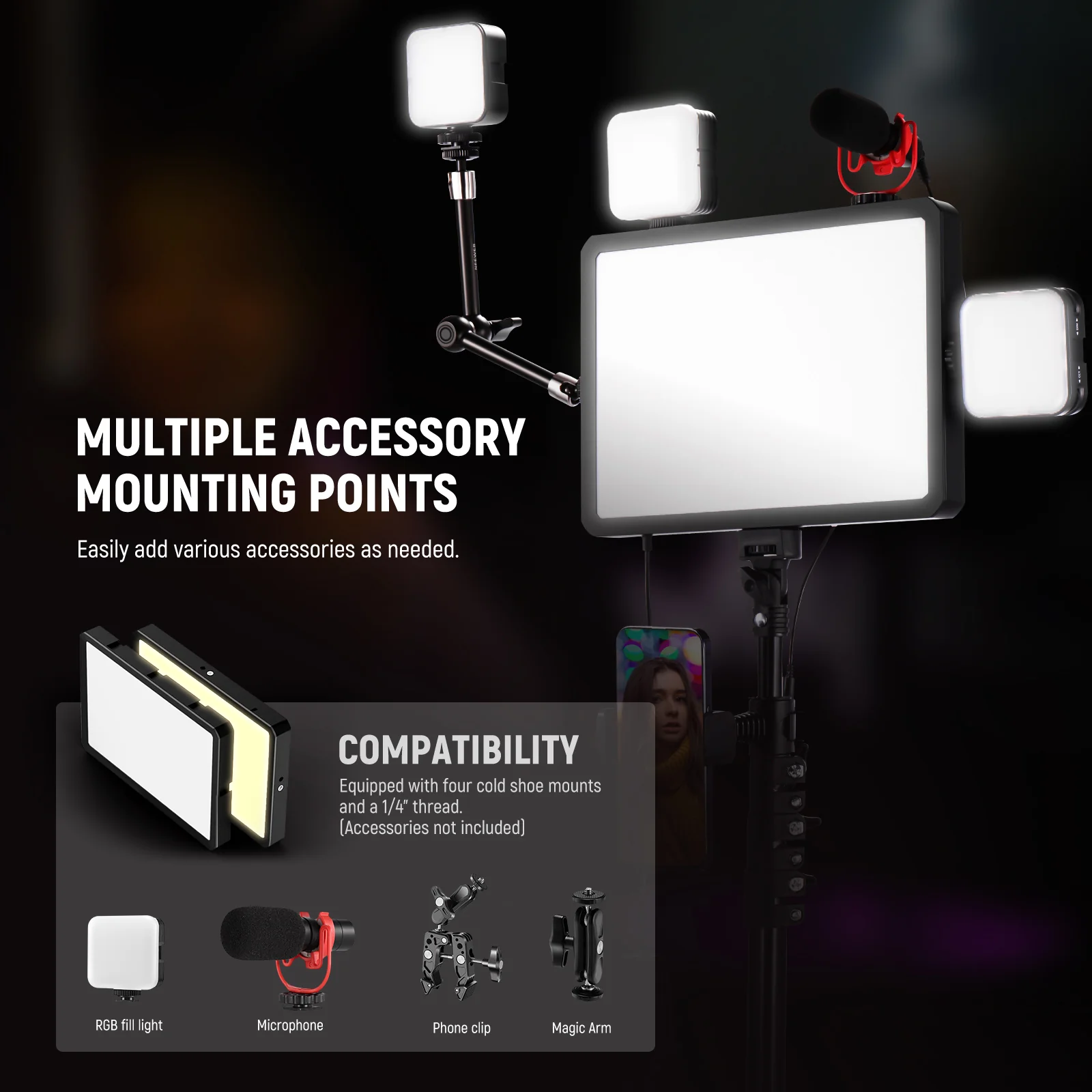 NEEWER BASICS BP300 Bi-Color LED Video Light Kit - Image 14