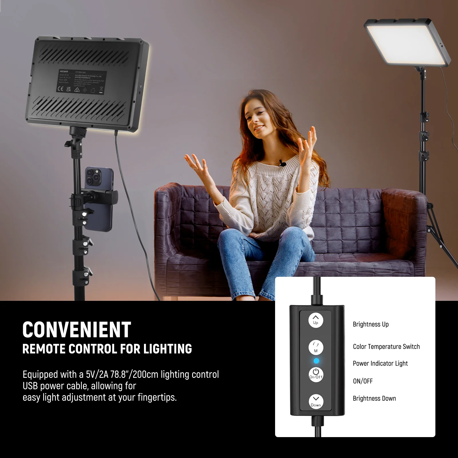 NEEWER BASICS BP300 Bi-Color LED Video Light Kit - Image 17