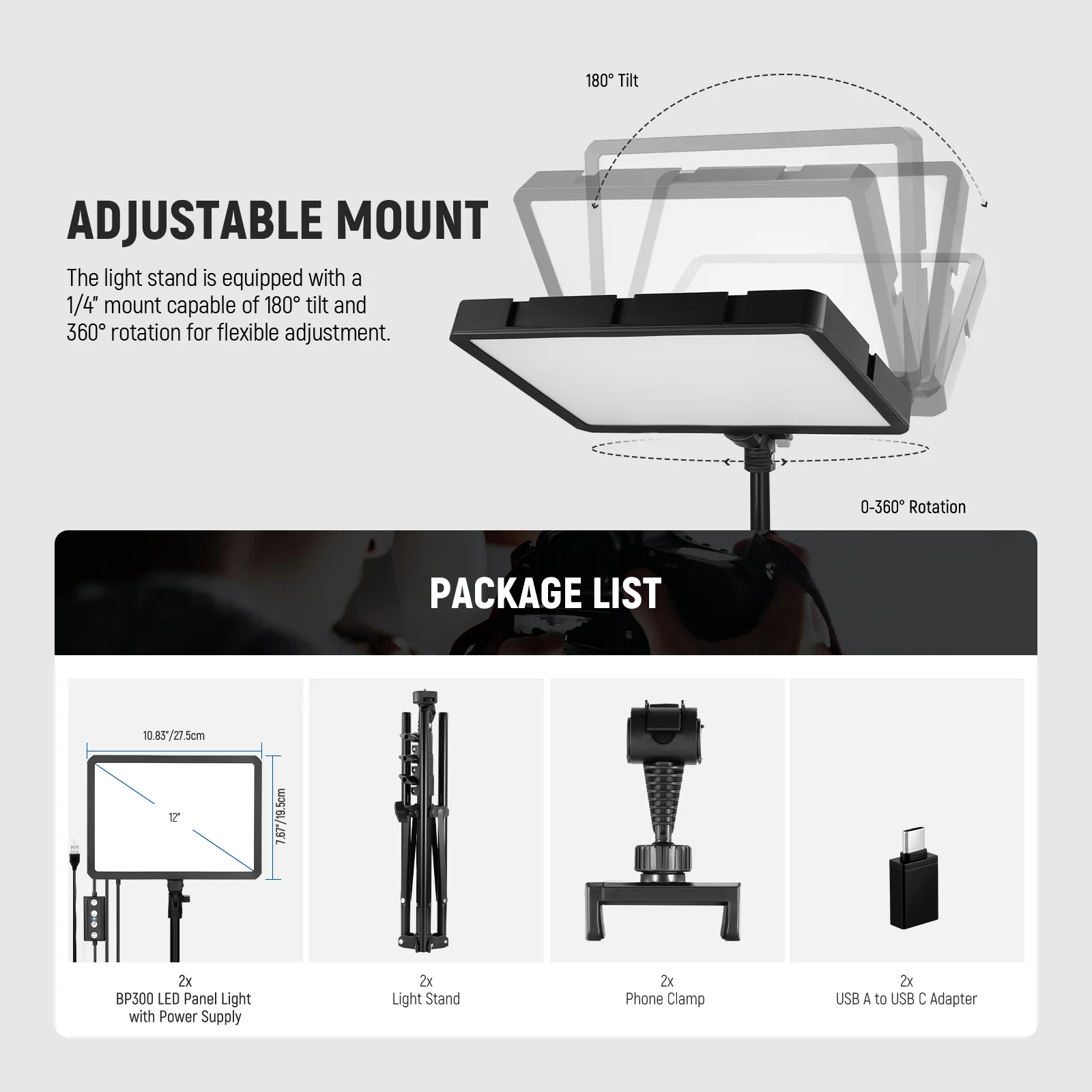 NEEWER BASICS BP300 Bi-Color LED Video Light Kit - Image 18