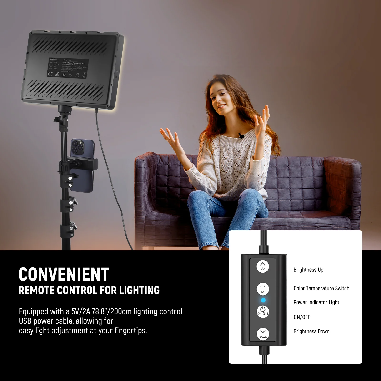 NEEWER BASICS BP300 Bi-Color LED Video Light Kit - Image 6
