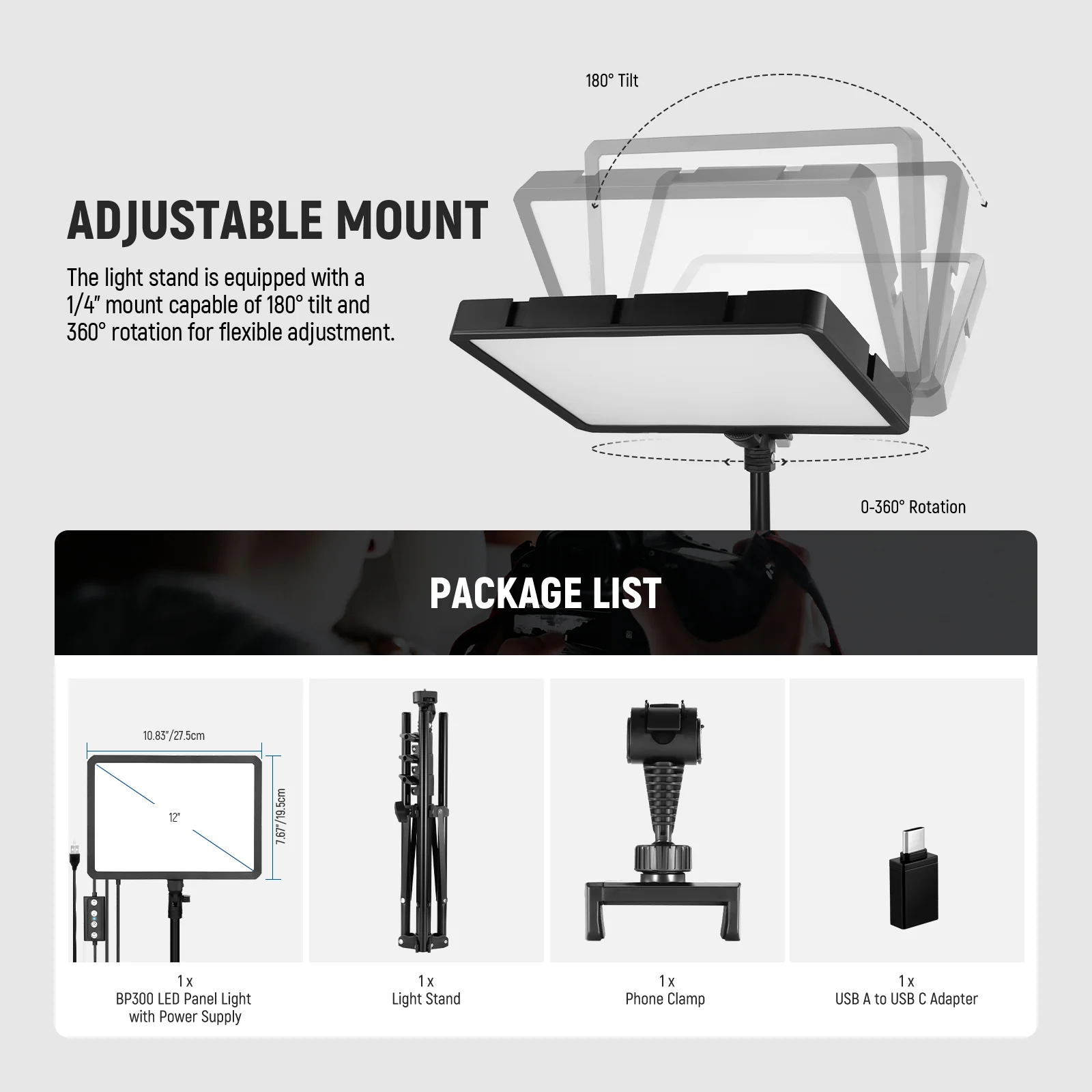 NEEWER BASICS BP300 Bi-Color LED Video Light Kit - Image 9