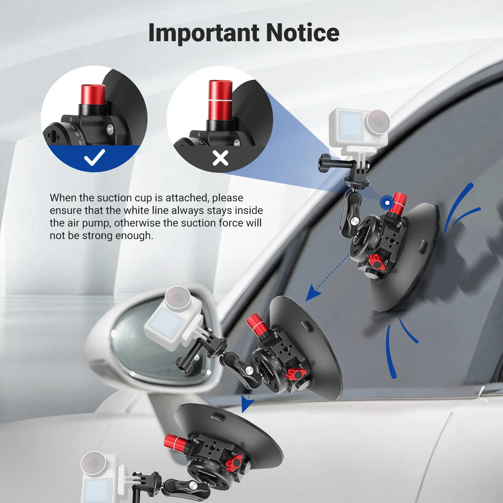 NEEWER CA013 6" Camera Suction Mount with Ball Head Magic Arm - Image 17