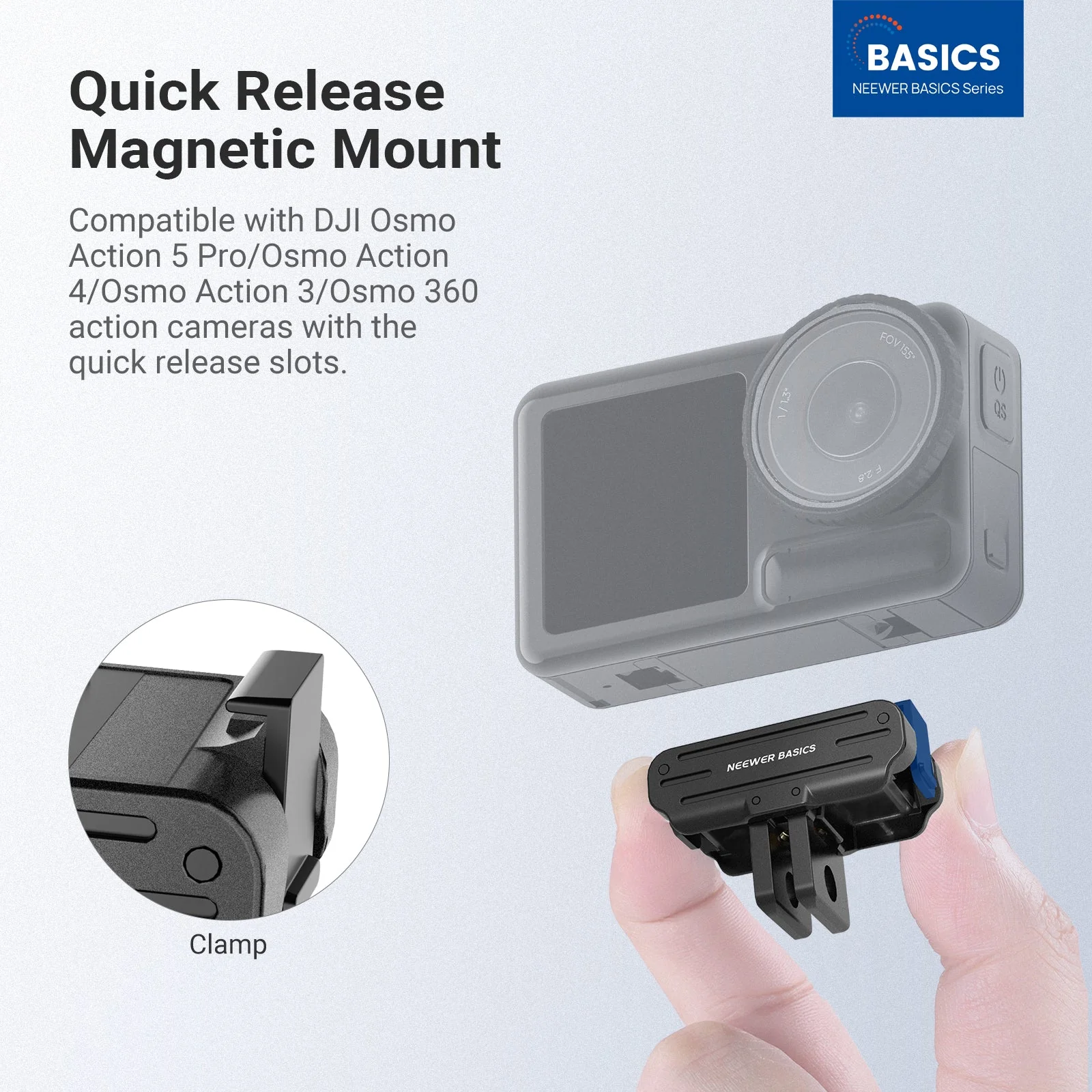 NEEWER BASICS DP04 Magnetic Mount For DJI OSMO Action 5 Pro 4 3 360 - Image 2