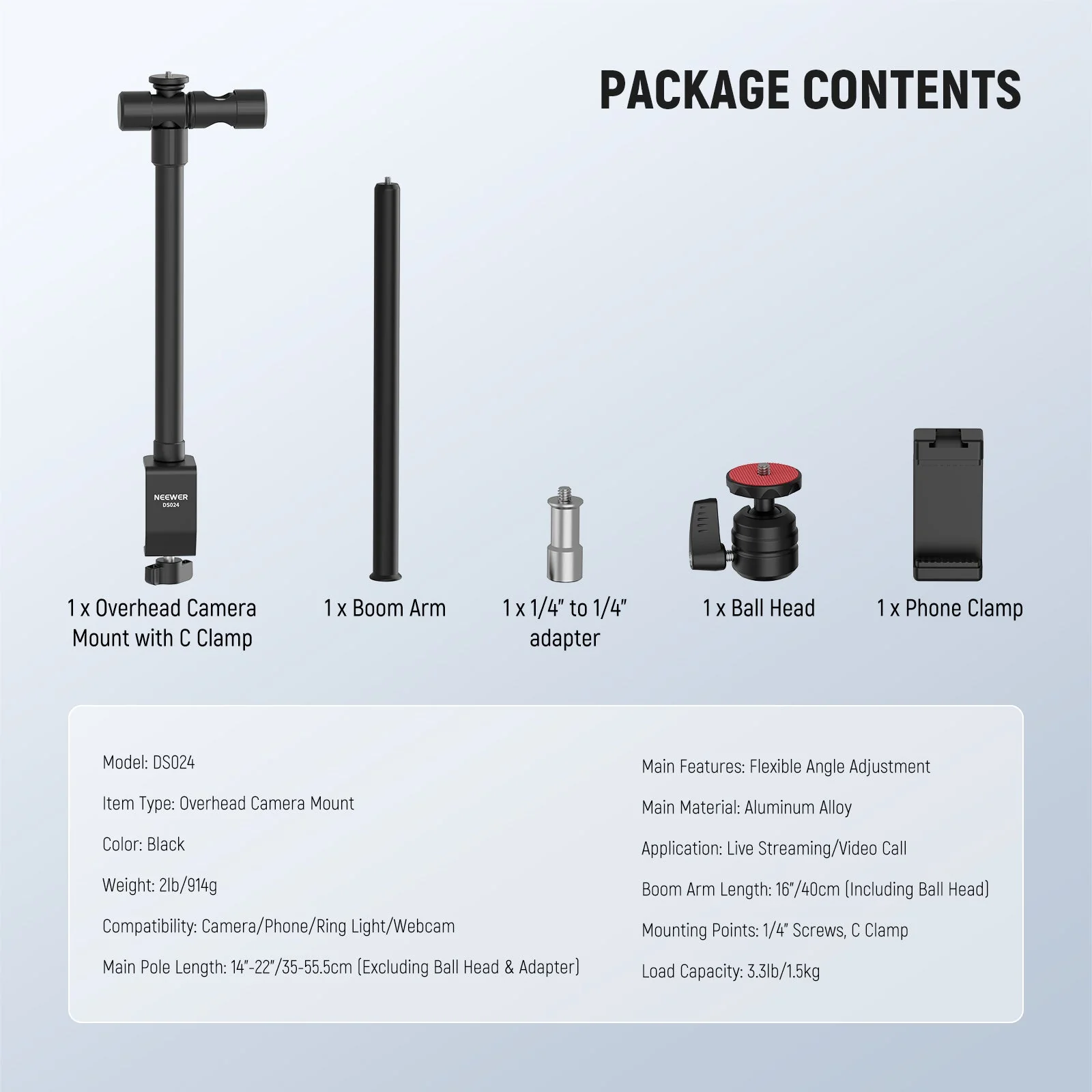 NEEWER DS024 Overhead Camera Desk Mount - Image 8