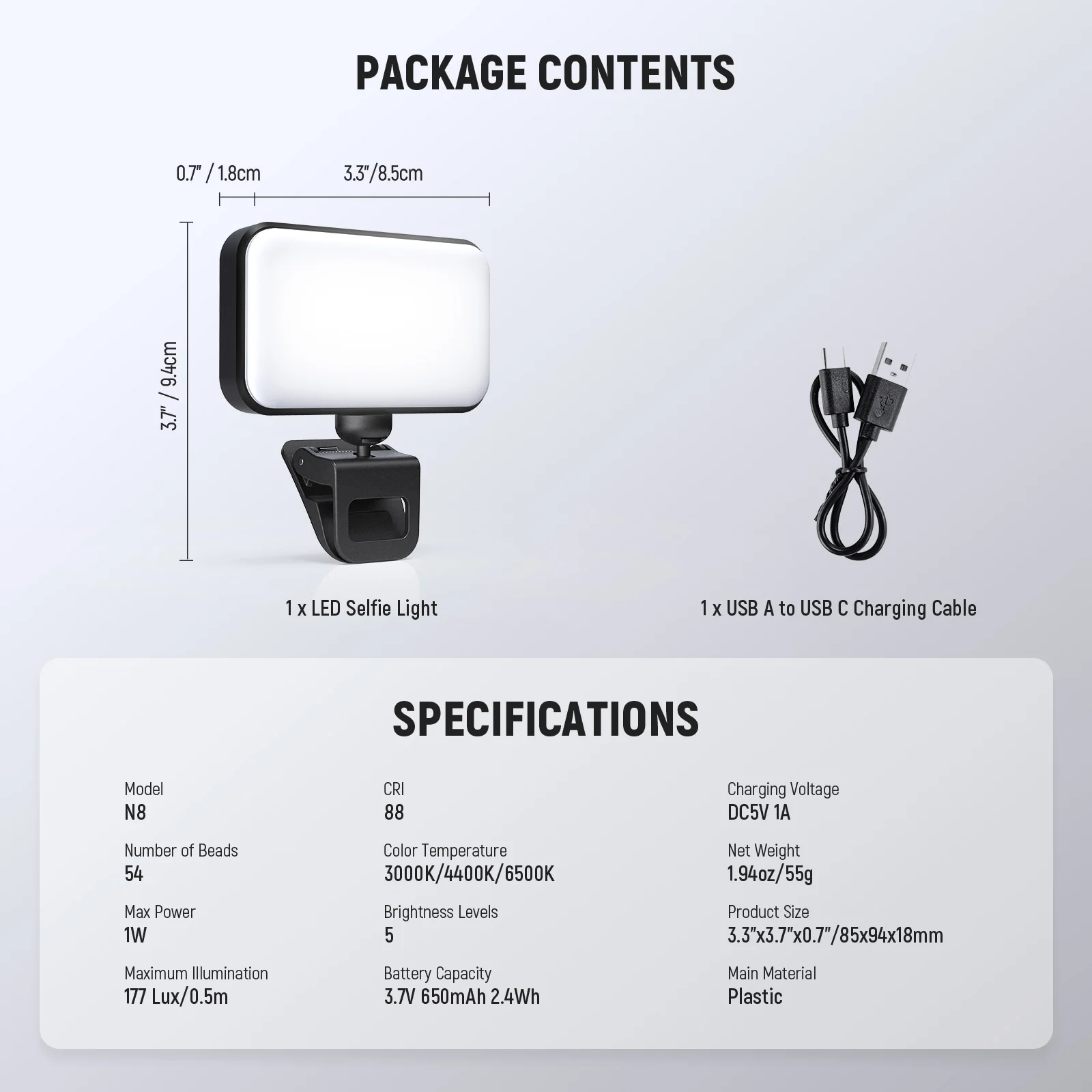 NEEWER ENTRY LEVEL VERSION N8/N6 Clip on LED Selfie Light - Image 16