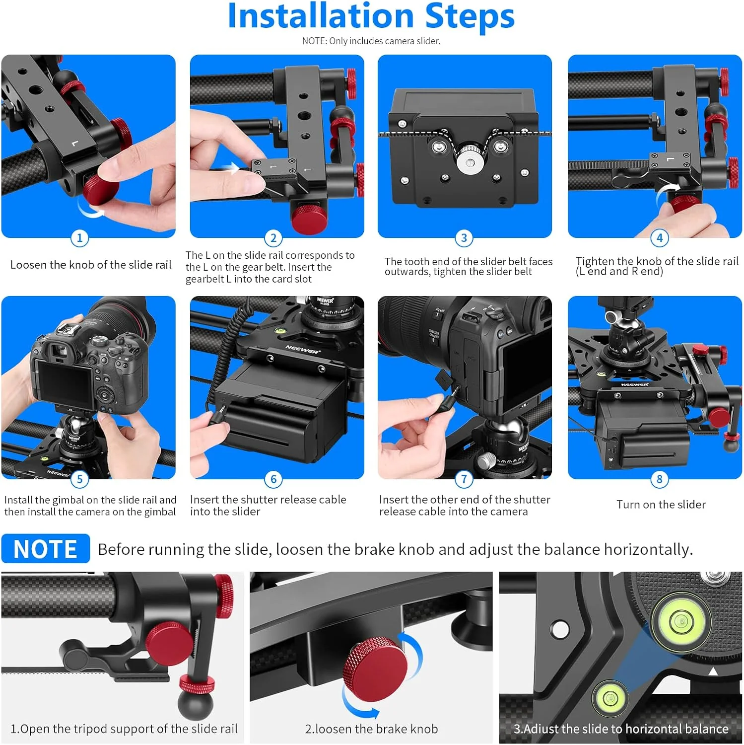 NEEWER ER1 Motorized Carbon Fiber Camera Slider with F750 Battery - Image 3