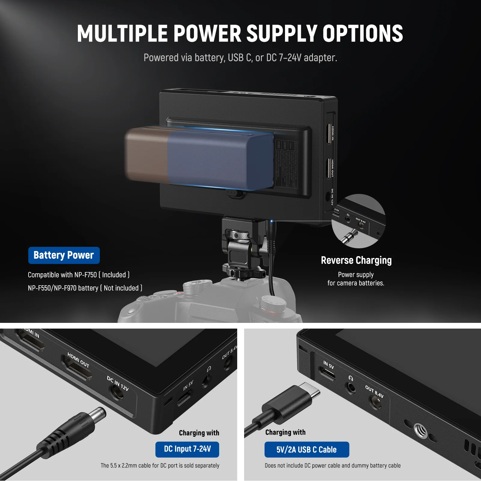 NEEWER F500 PRO LED 5.5" Camera Touch Screen Monitor - Image 7