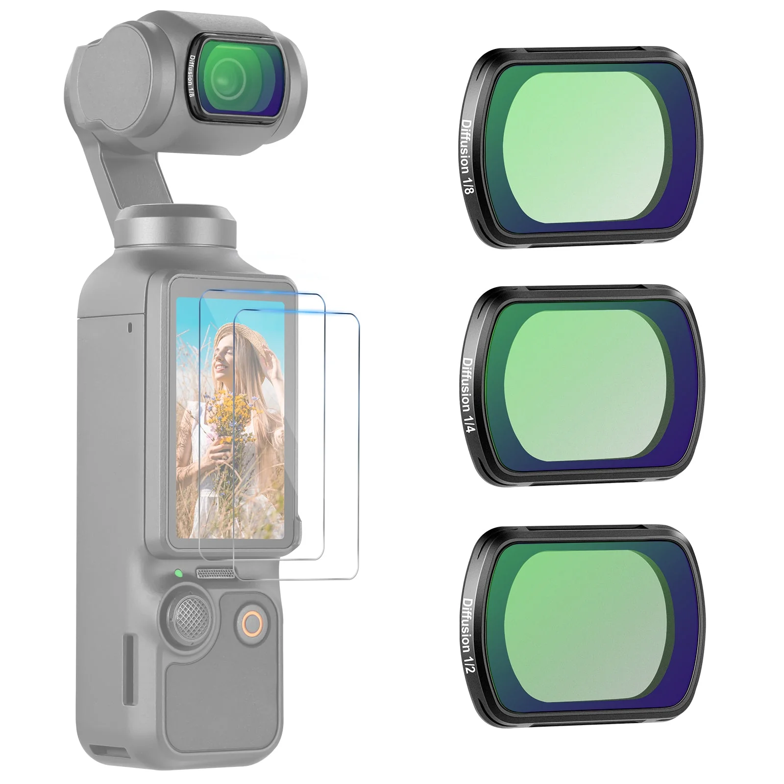 NEEWER FL-B12 Black Diffusion Filter Set for DJI Osmo Pocket 3 / Pocket 4/ Xtra Muse