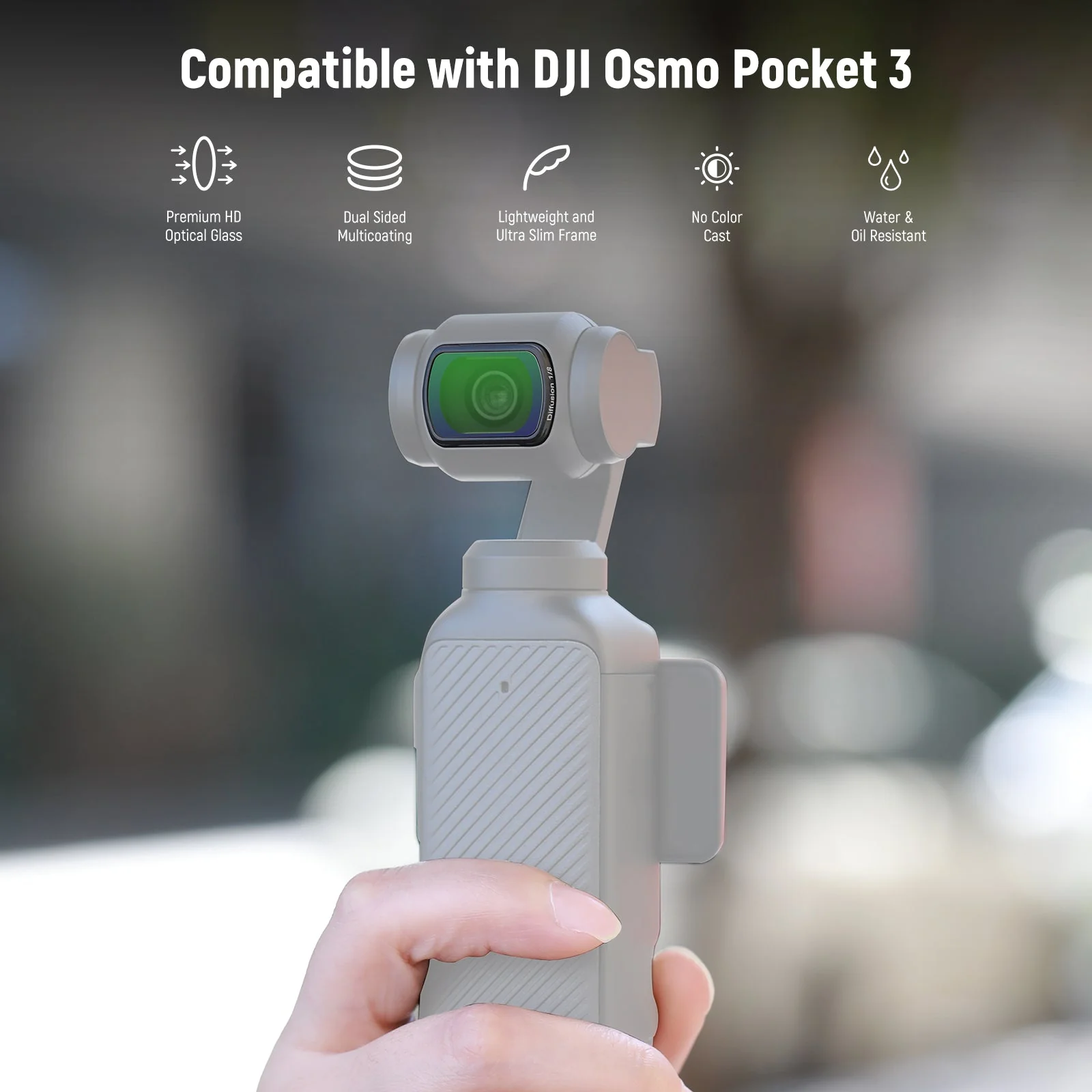 NEEWER FL-B12 Black Diffusion Filter Set for DJI Osmo Pocket 3 / Pocket 4/ Xtra Muse - Image 2